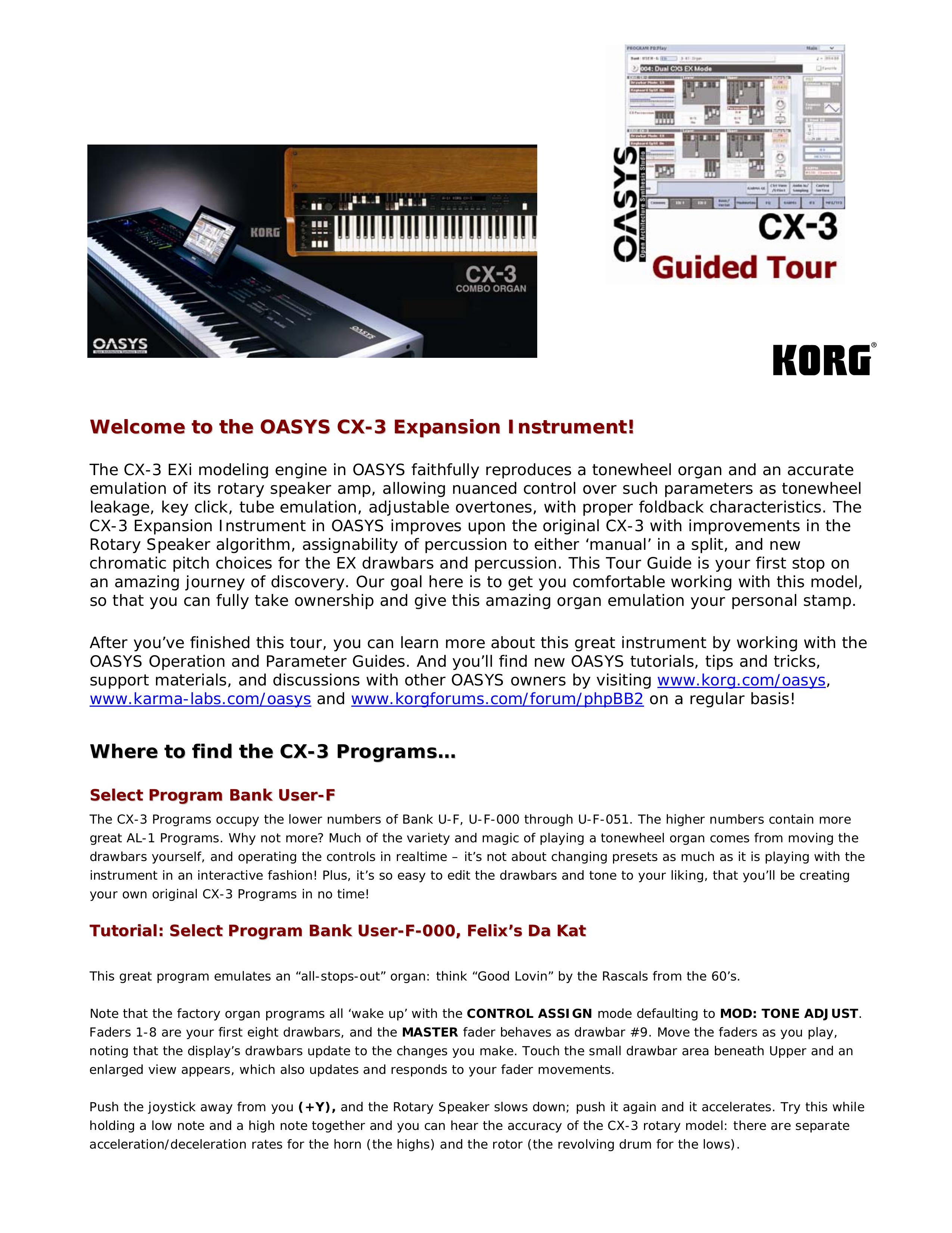 Korg CX-3 Electronic Keyboard User Manual