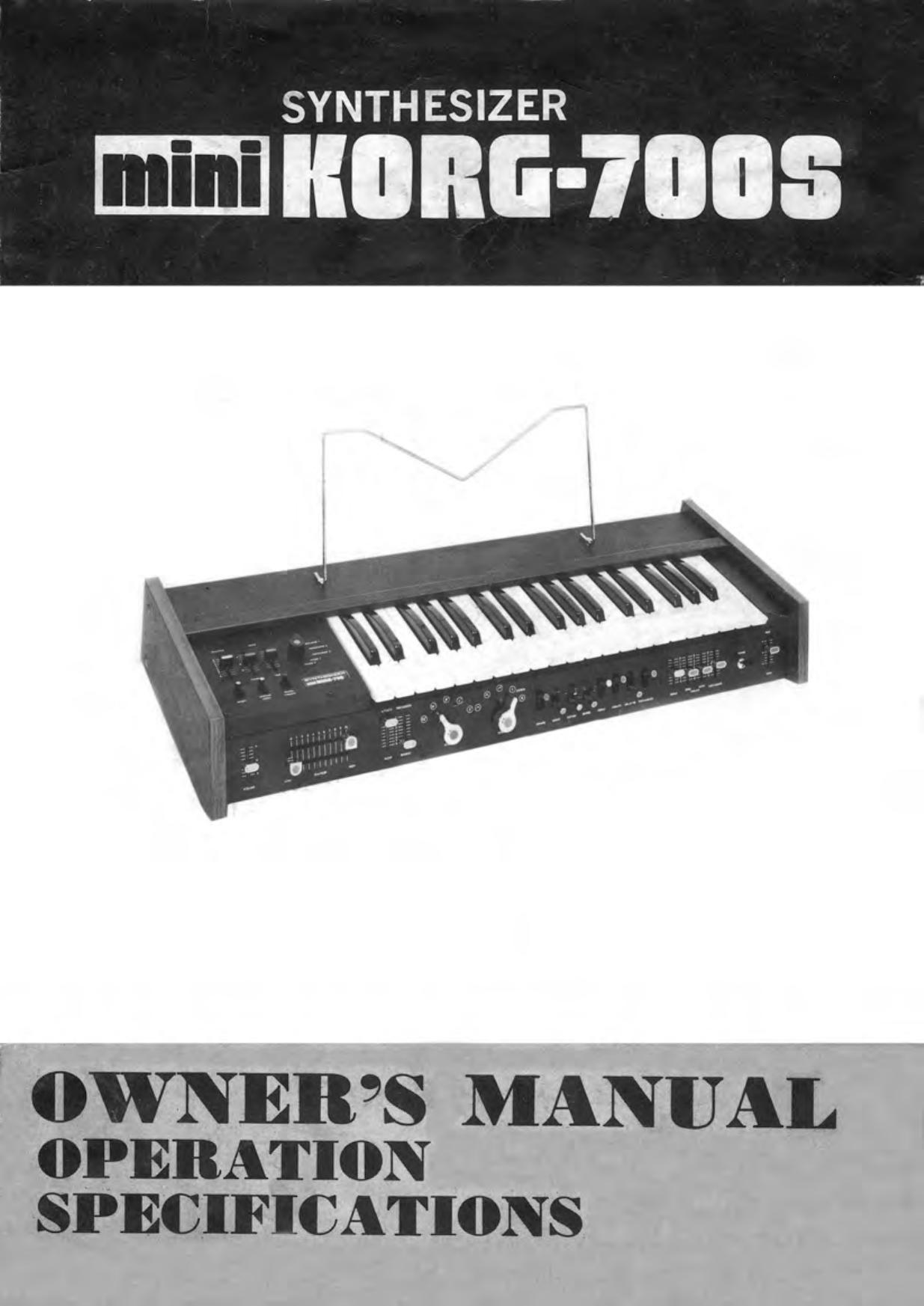 Korg KORG-700S Electronic Keyboard User Manual