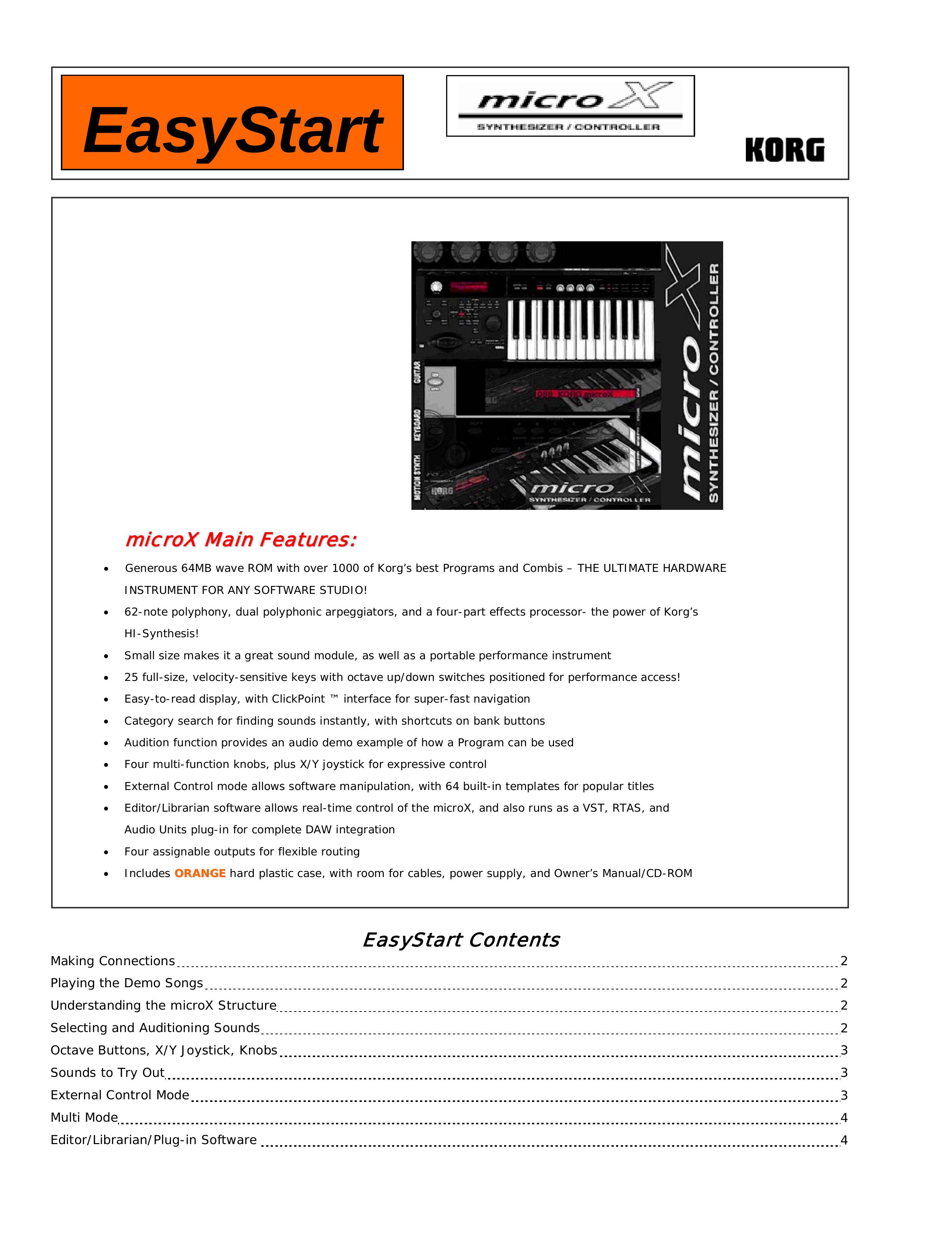 Korg microX Electronic Keyboard User Manual