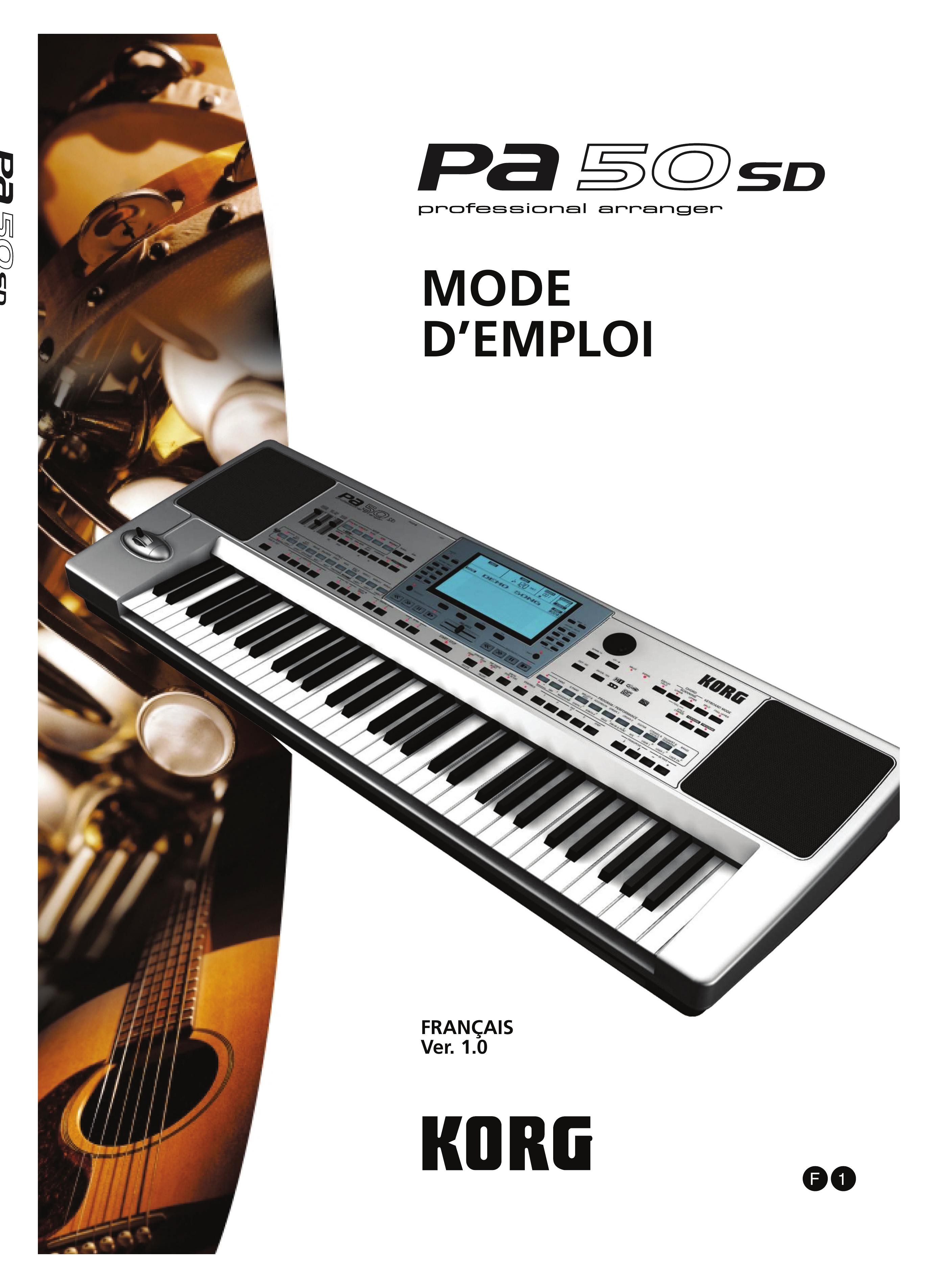 Korg PA50sd Electronic Keyboard User Manual
