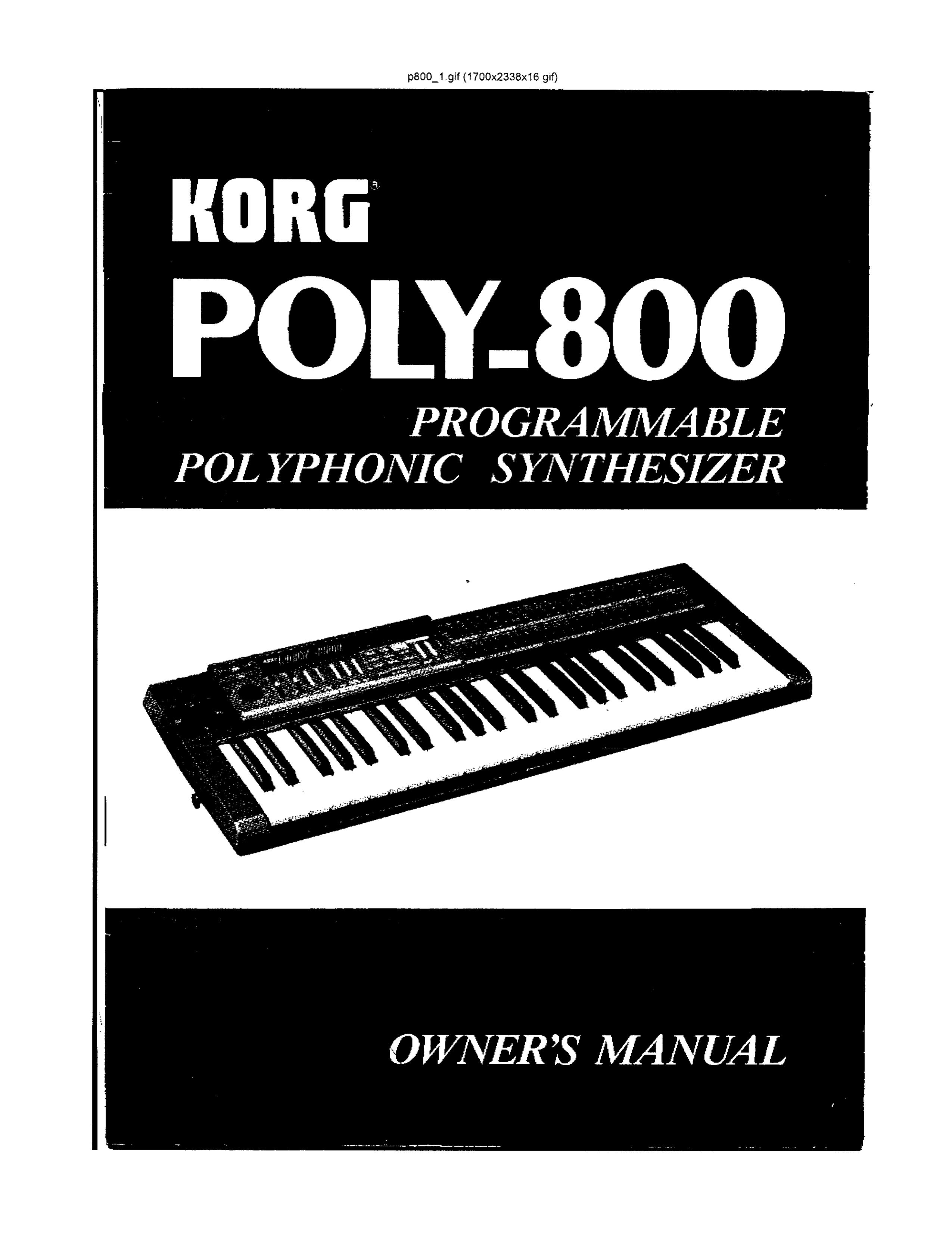 Korg POLY-800 Electronic Keyboard User Manual