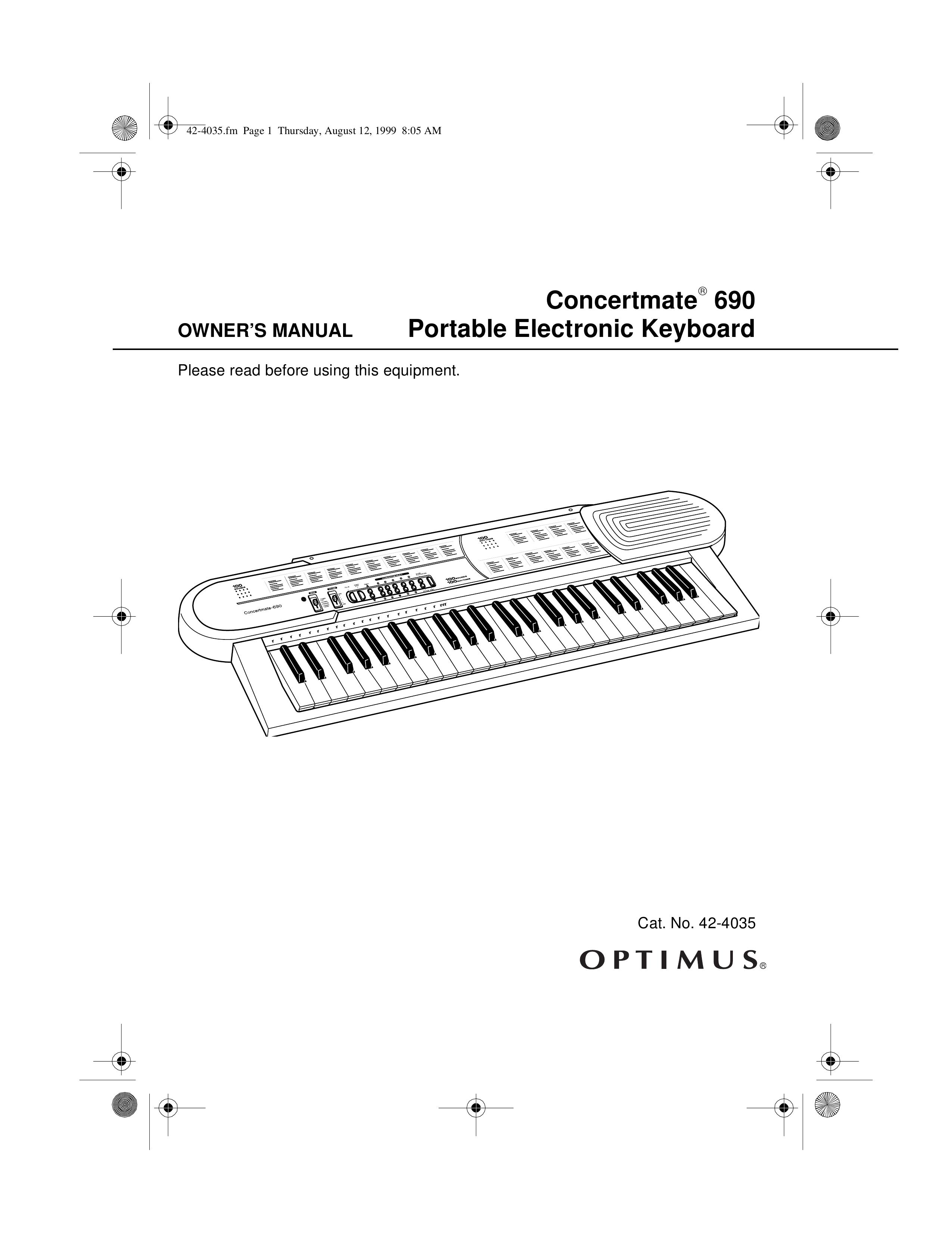 Optimus 42-4035 Electronic Keyboard User Manual