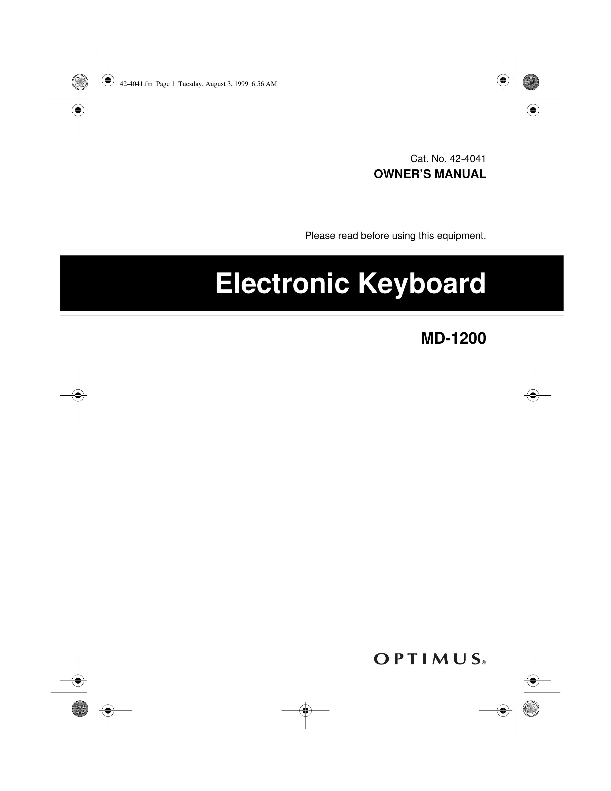 Optimus MD-1200 Electronic Keyboard User Manual