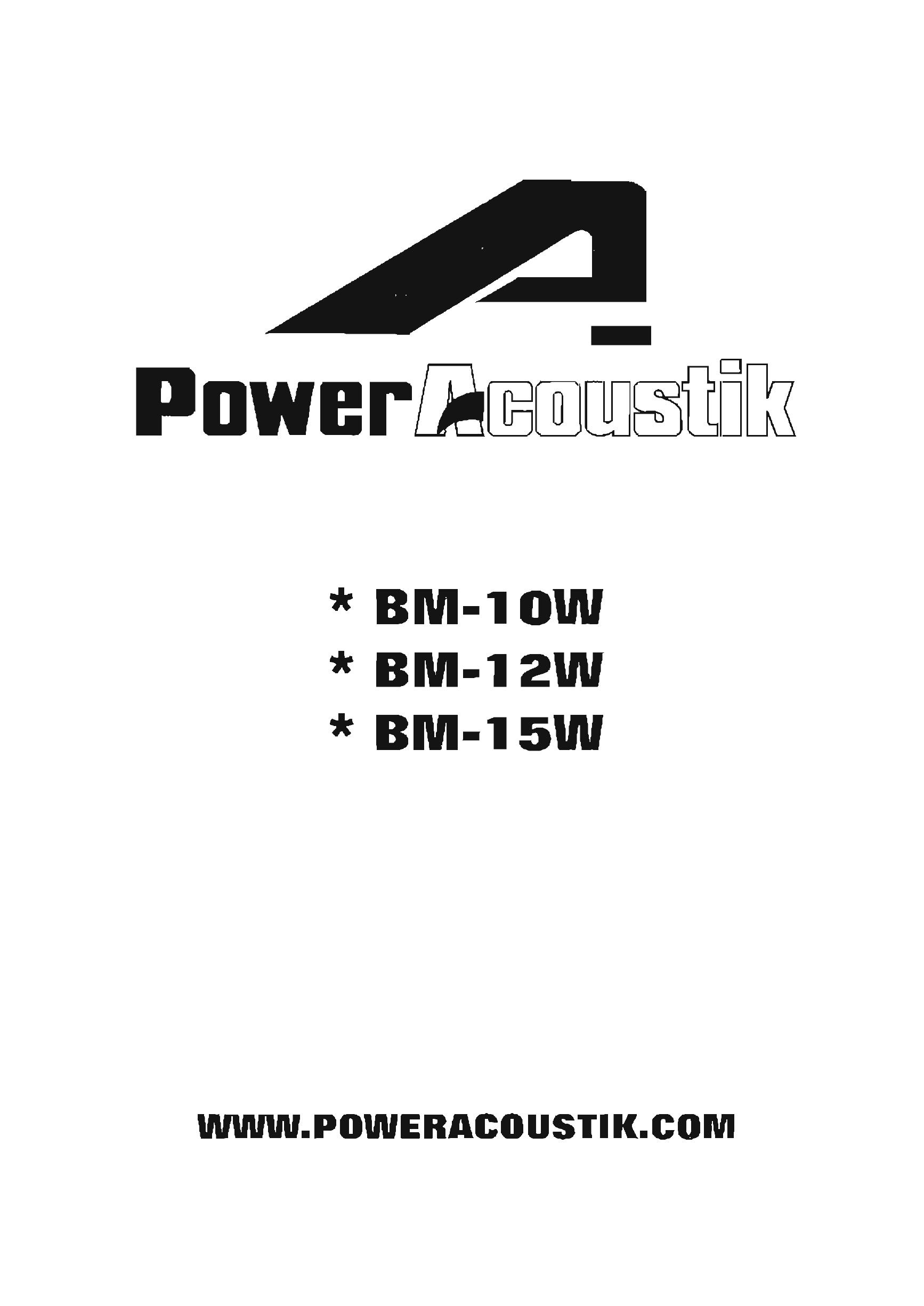 Power Acoustik bBM-10W Electronic Keyboard User Manual