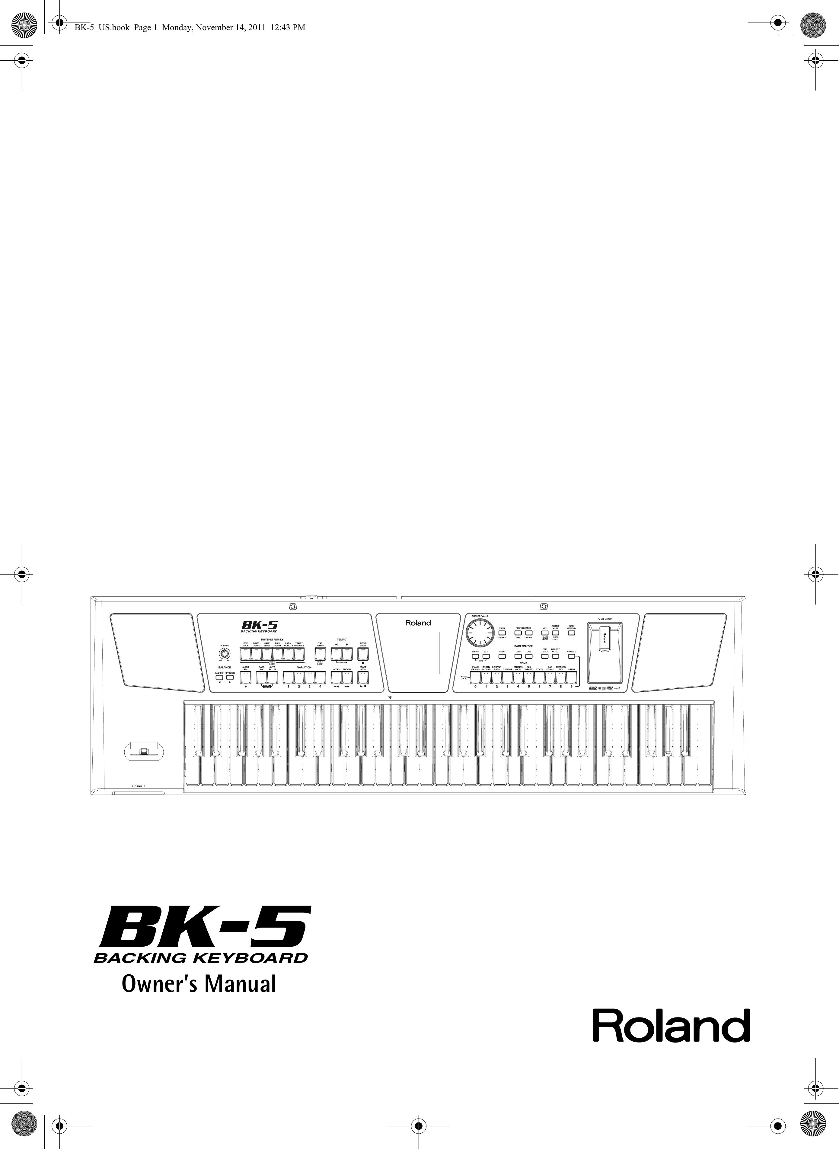 Roland BK-5 Electronic Keyboard User Manual