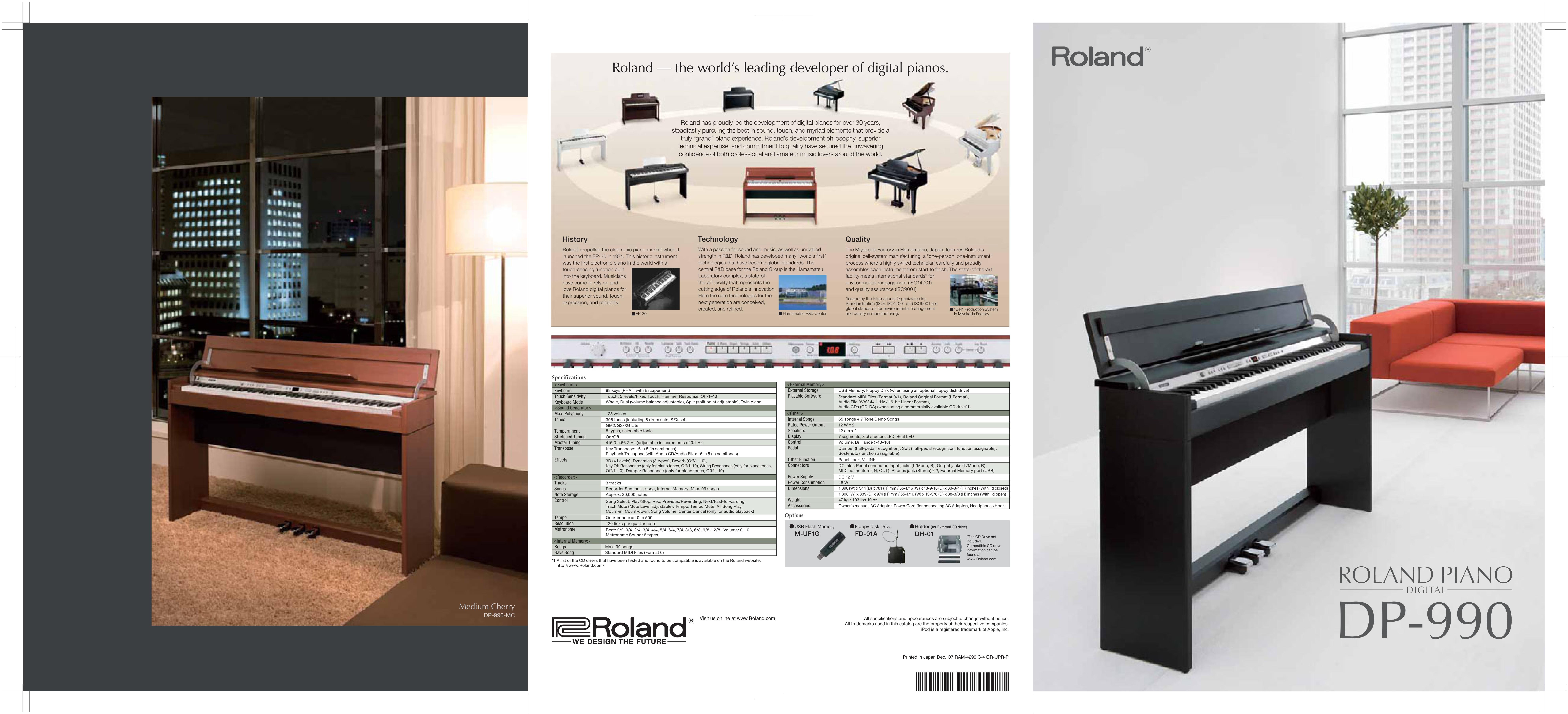 Roland DP-990R Electronic Keyboard User Manual