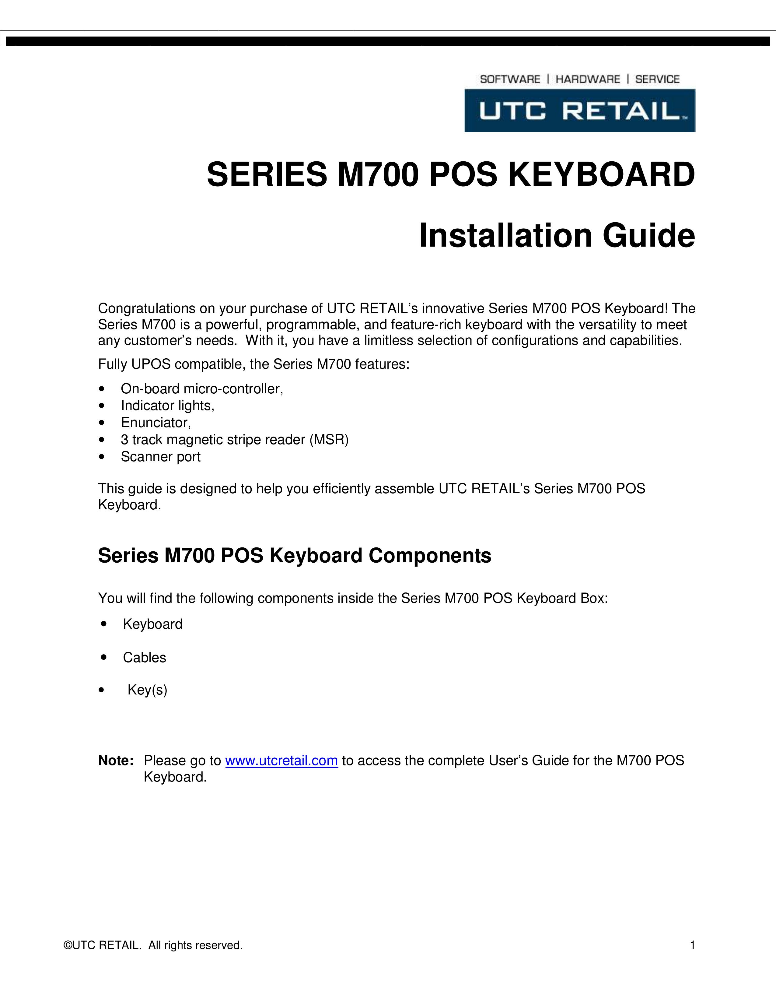 Ultimate Technology M700 Electronic Keyboard User Manual