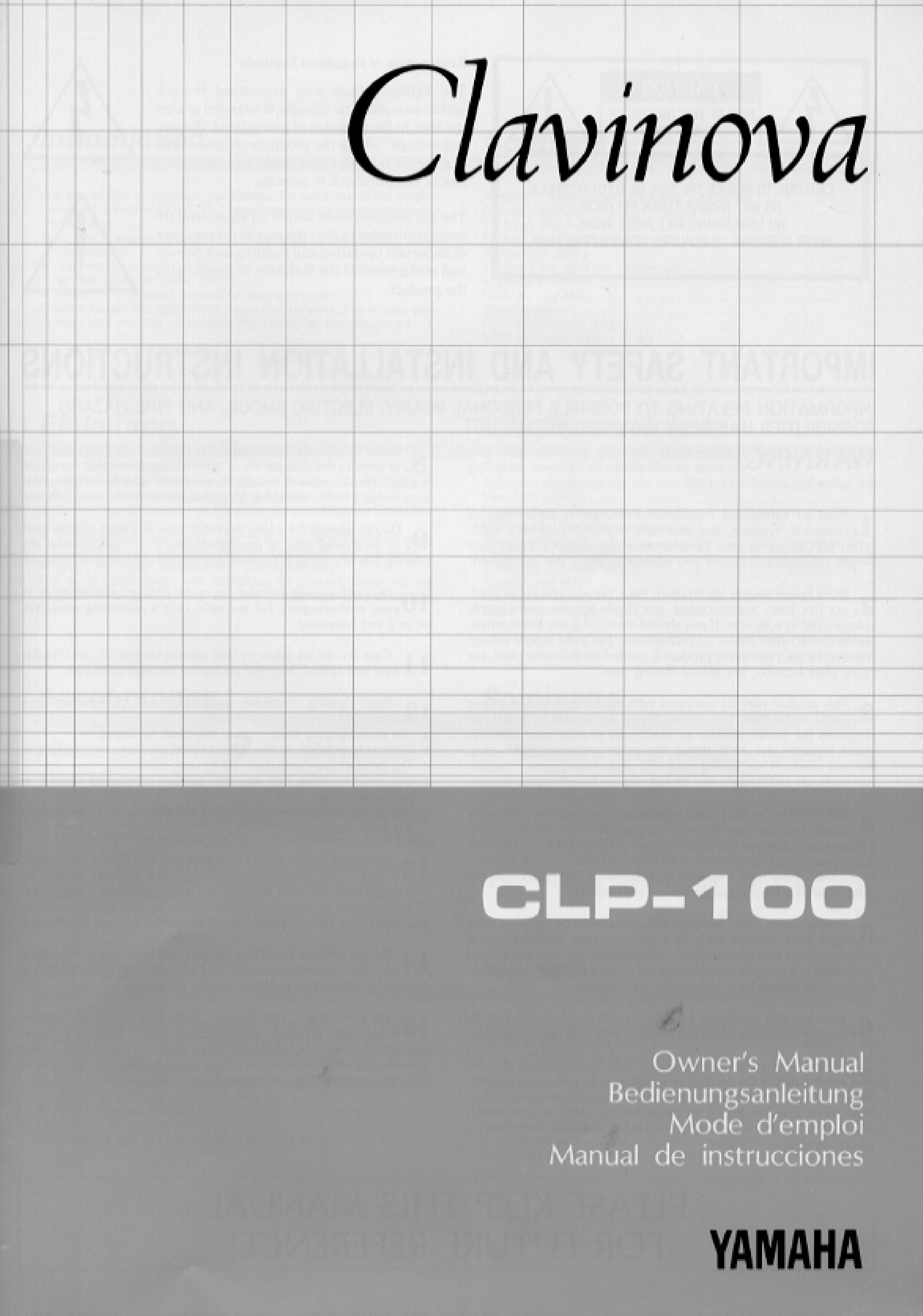 Yamaha CLP-100 Electronic Keyboard User Manual