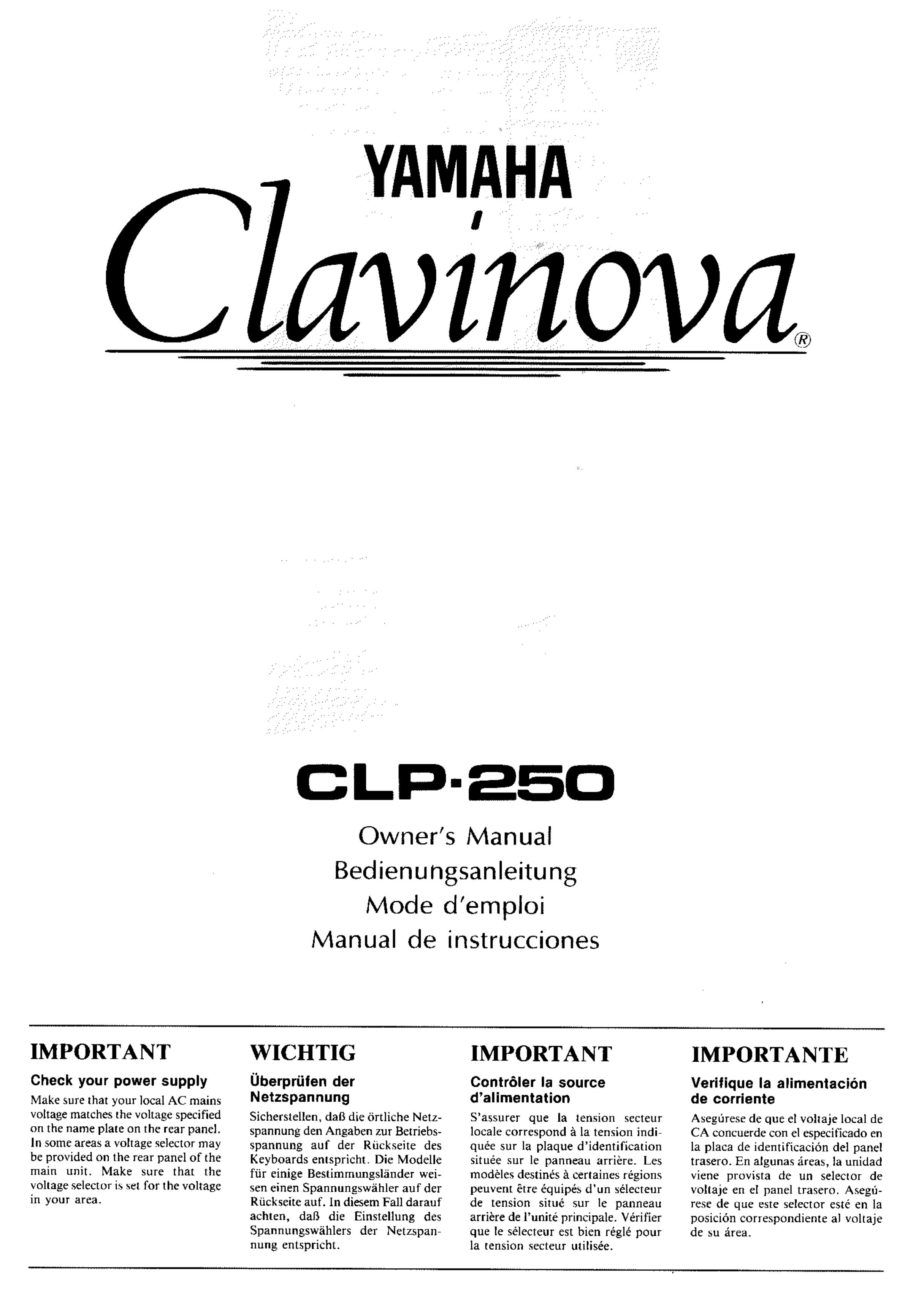 Yamaha CLP-250 Electronic Keyboard User Manual