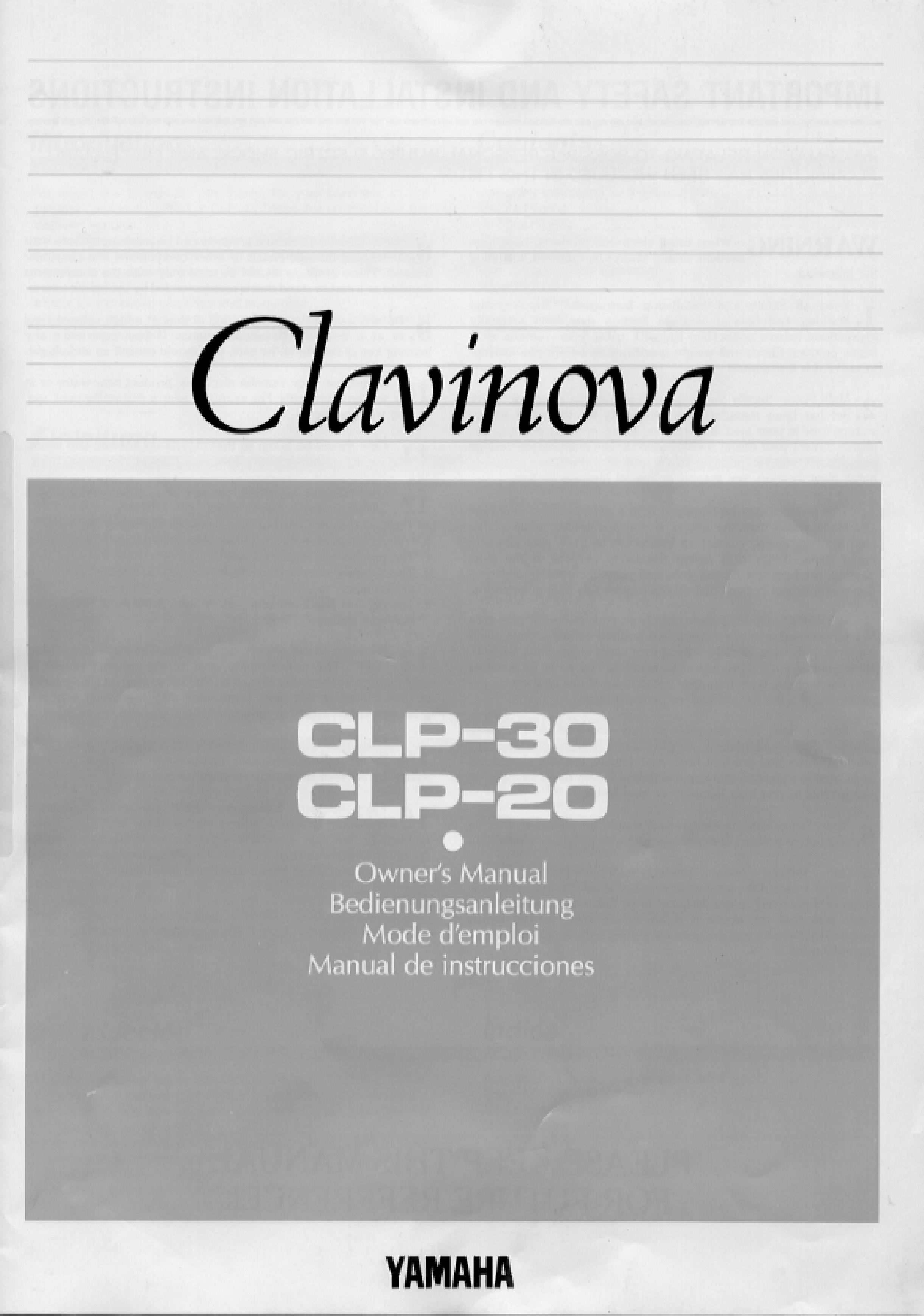Yamaha CLP-30 Electronic Keyboard User Manual
