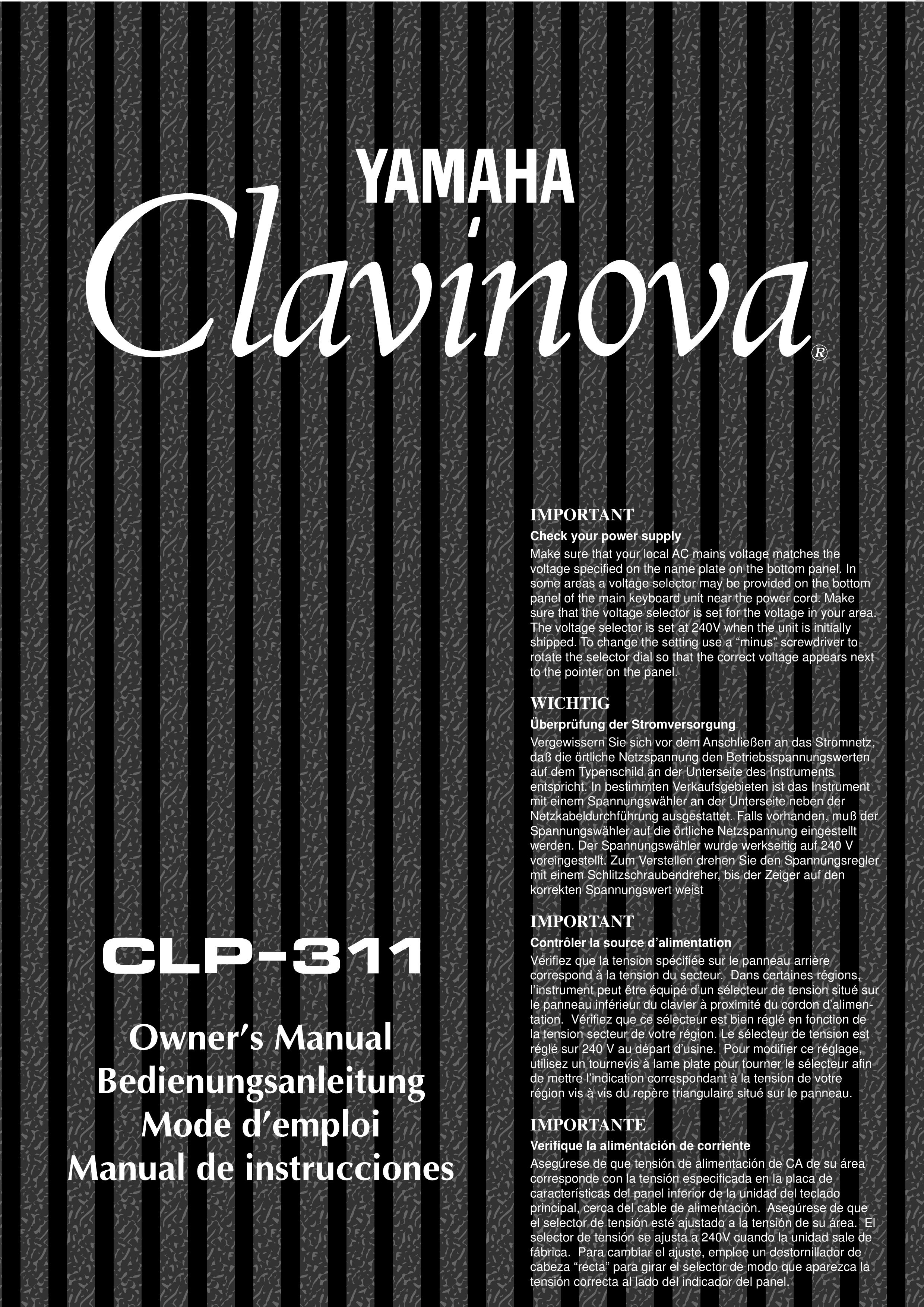 Yamaha CLP-311 Electronic Keyboard User Manual