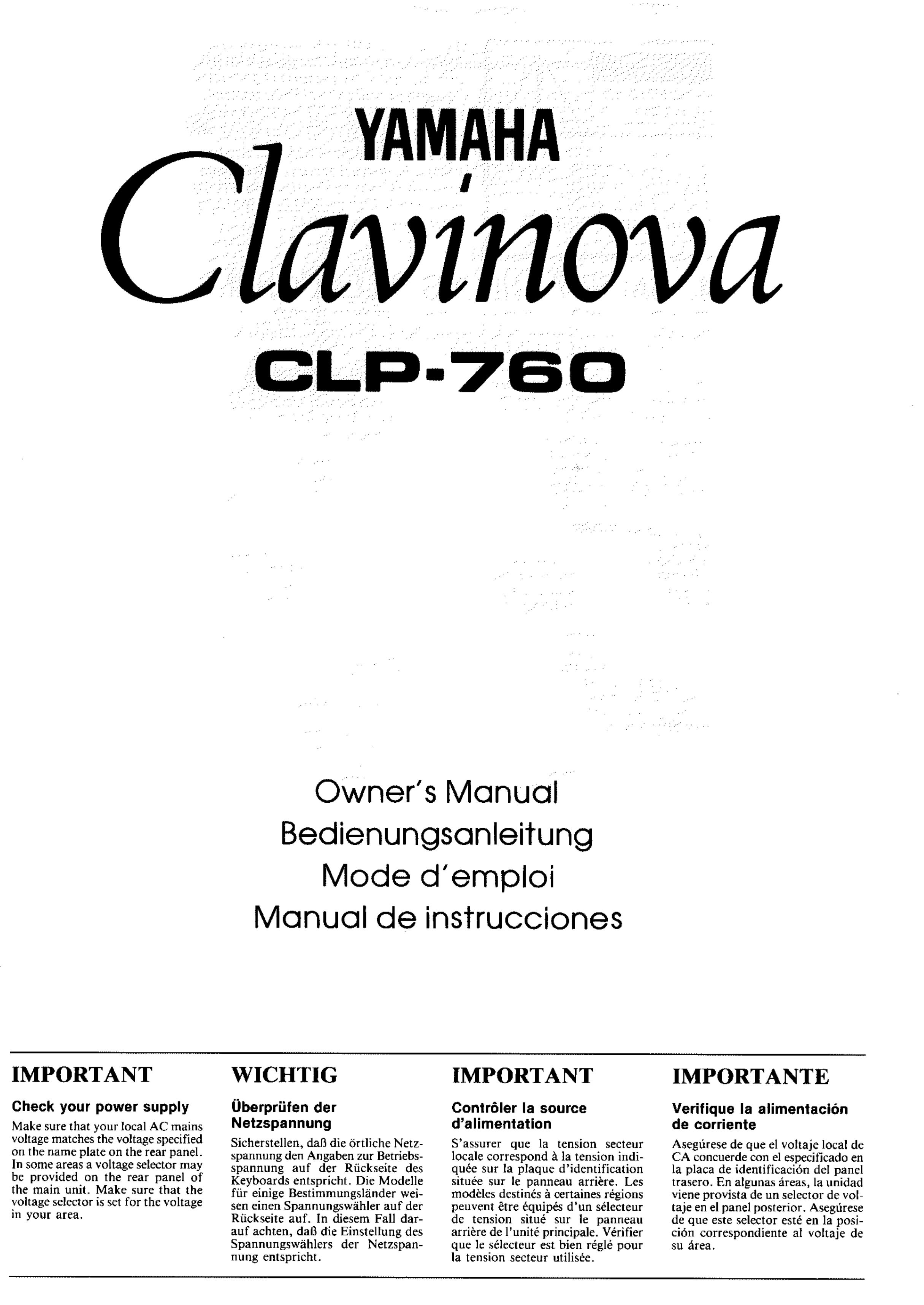 Yamaha CLP-760 Electronic Keyboard User Manual