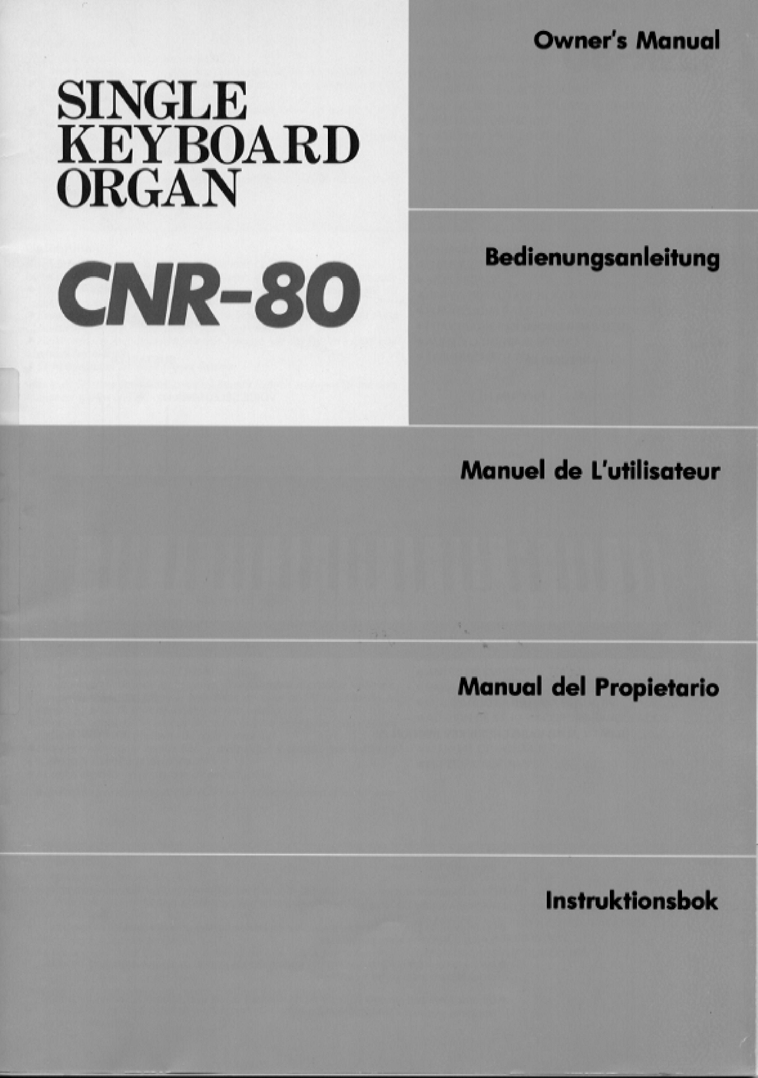Yamaha CNR-80 Electronic Keyboard User Manual