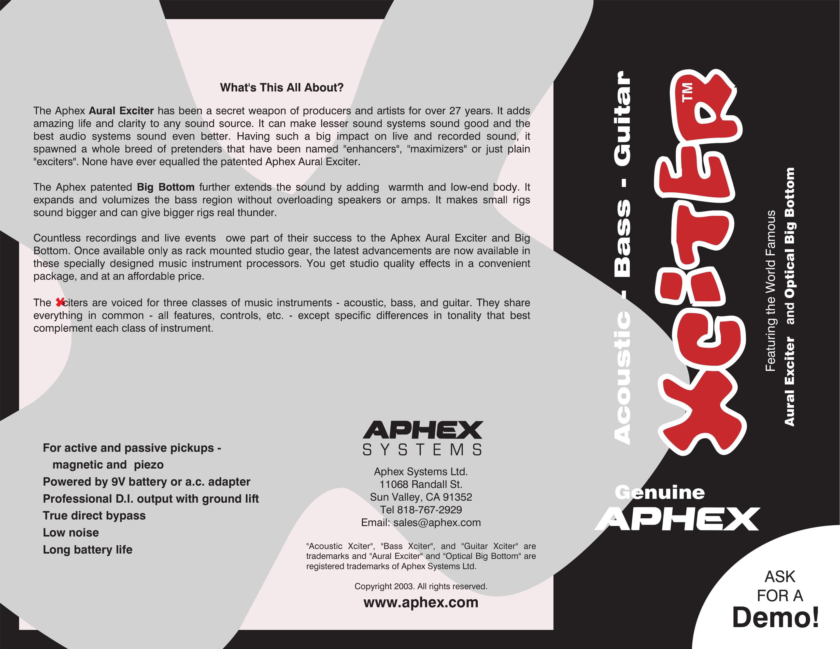 Aphex Systems Acoustic Bass Guitar Guitar User Manual