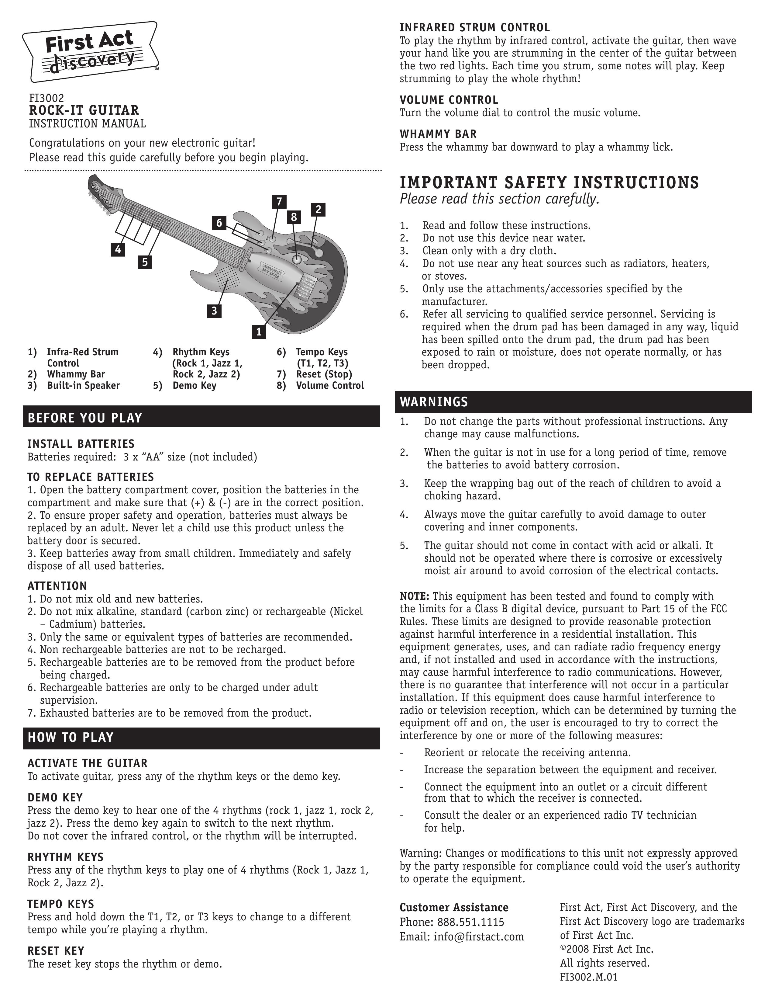 First Act FI3002 Guitar User Manual