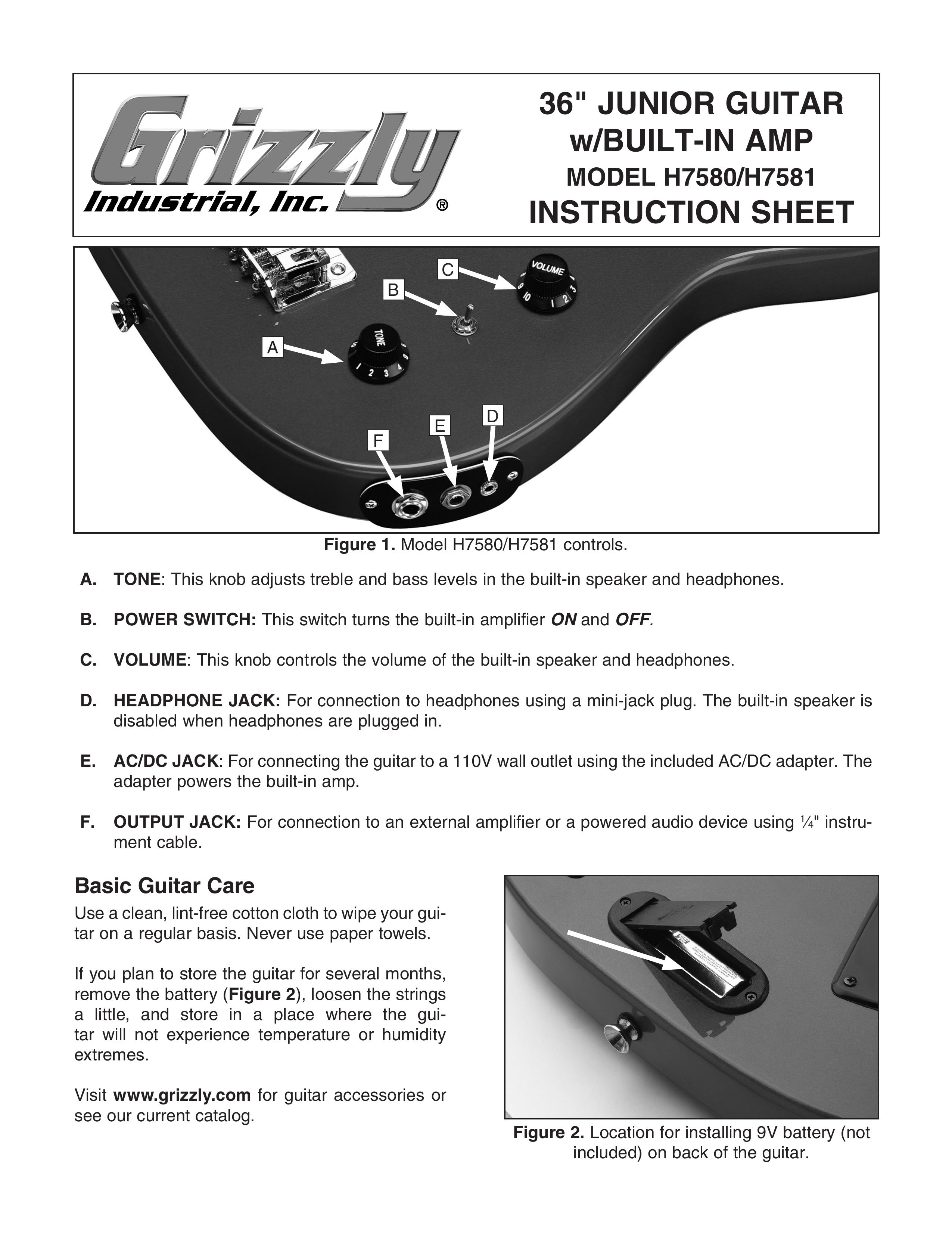 Grizzly H7580 Guitar User Manual