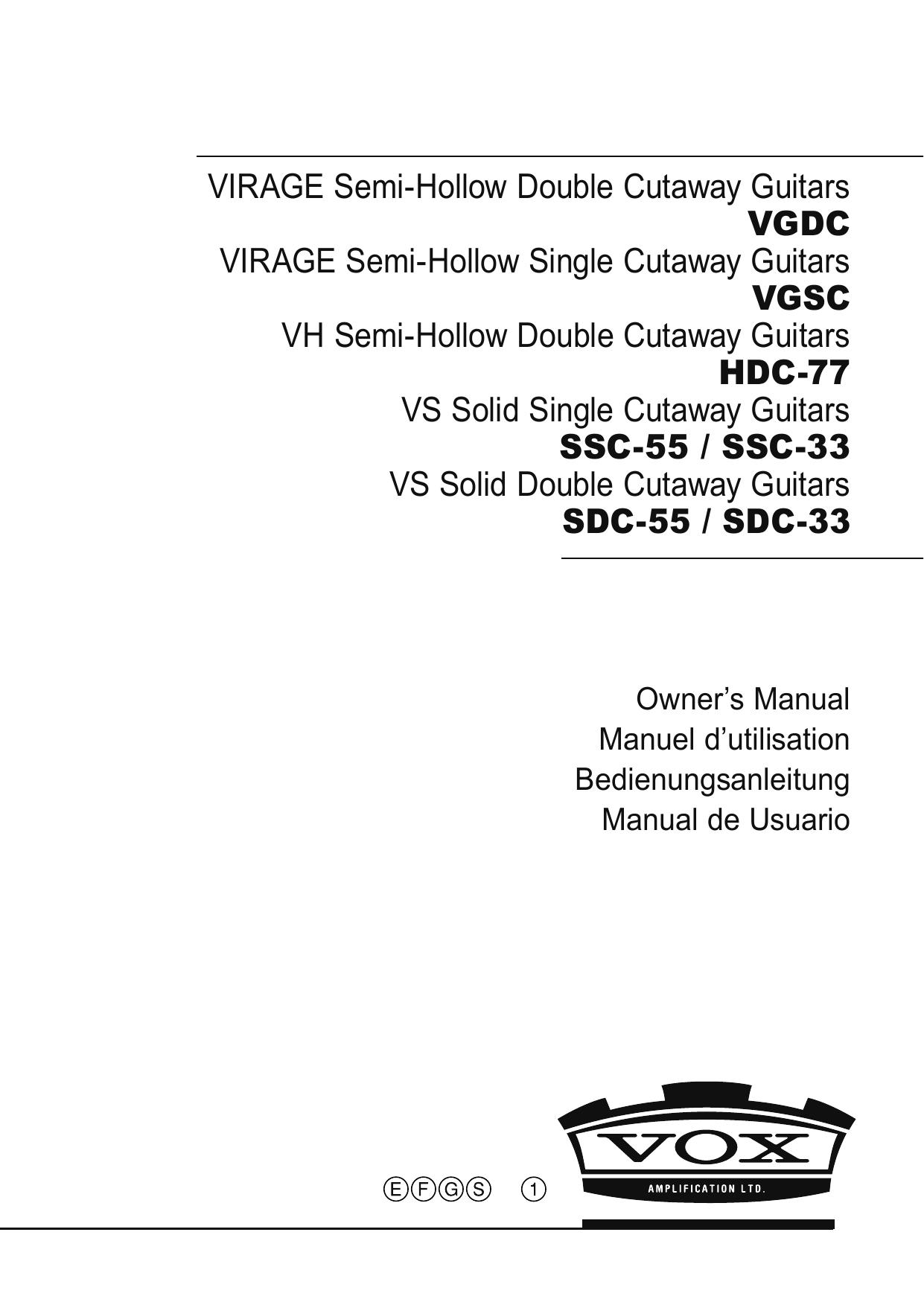 Vox SSC-33 Guitar User Manual