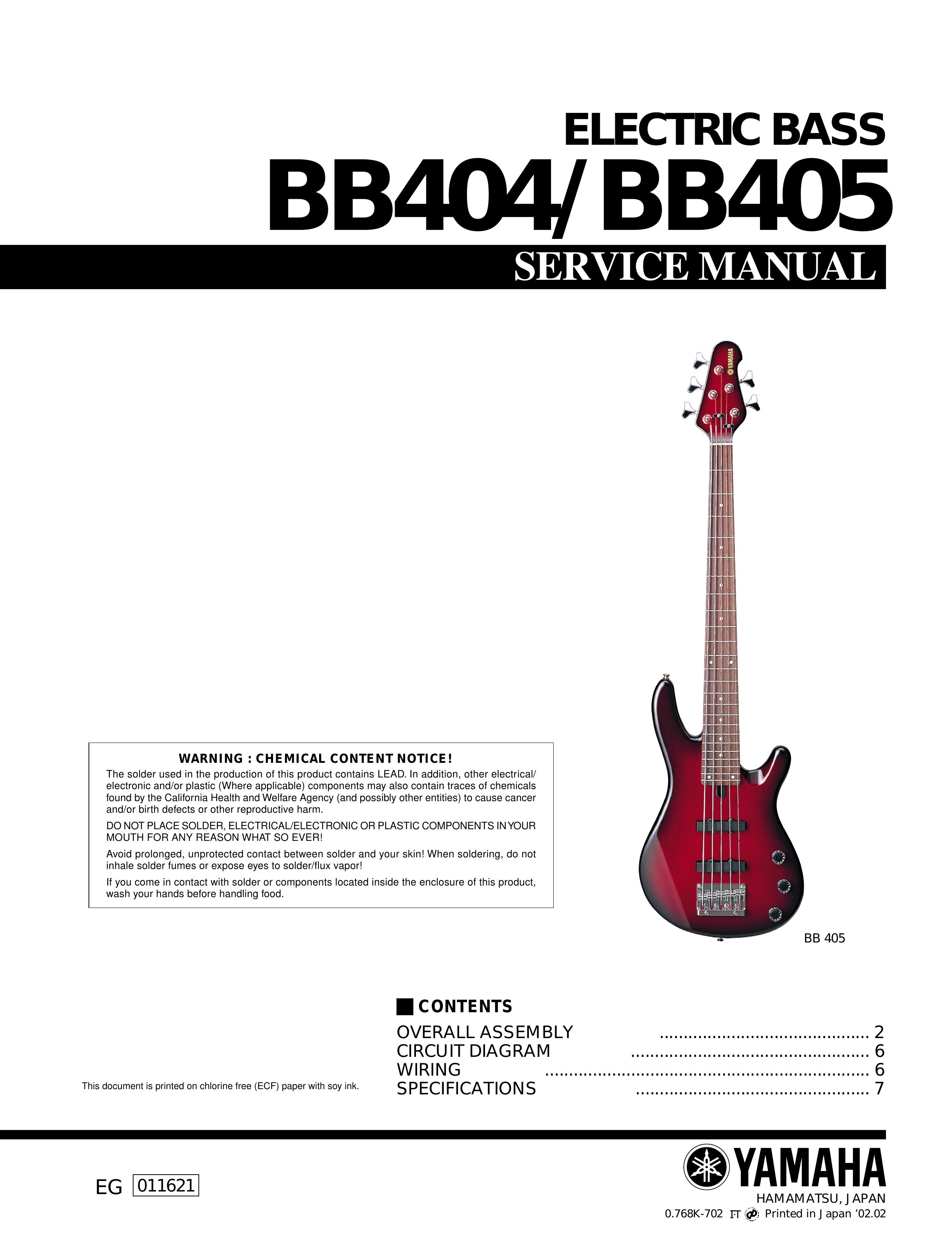 Yamaha BB405 Guitar User Manual