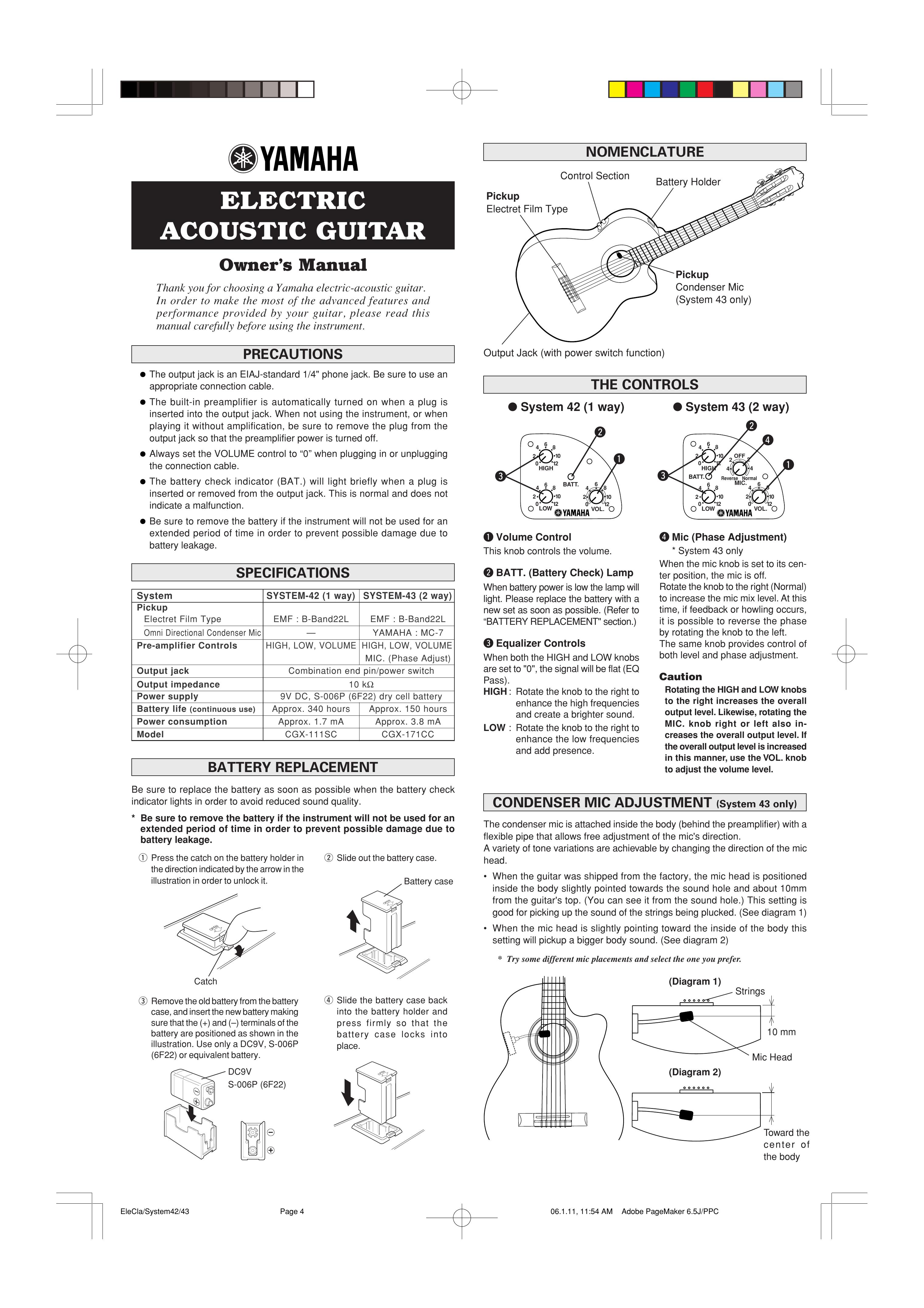 Yamaha CGX-111SC Guitar User Manual