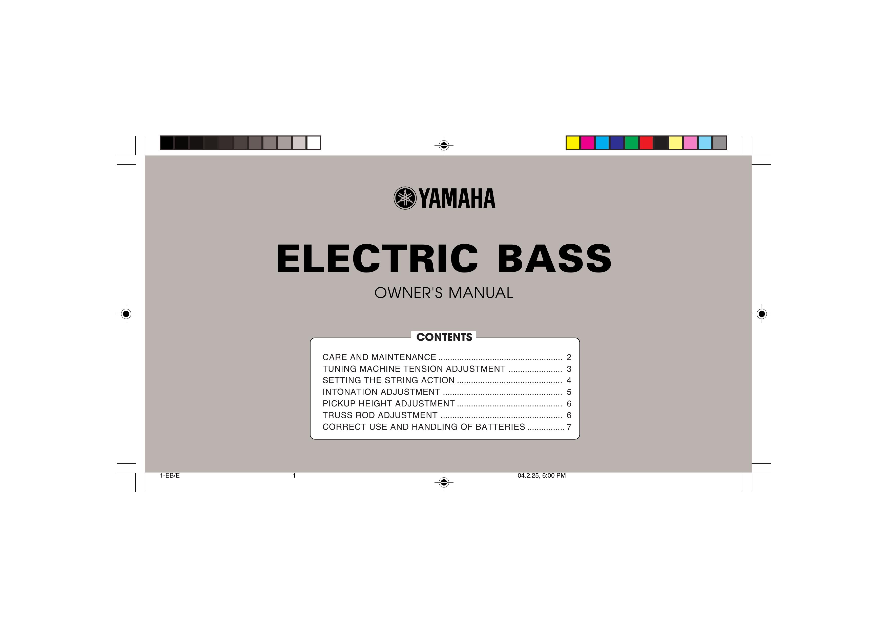Yamaha Electric Bass Guitar User Manual