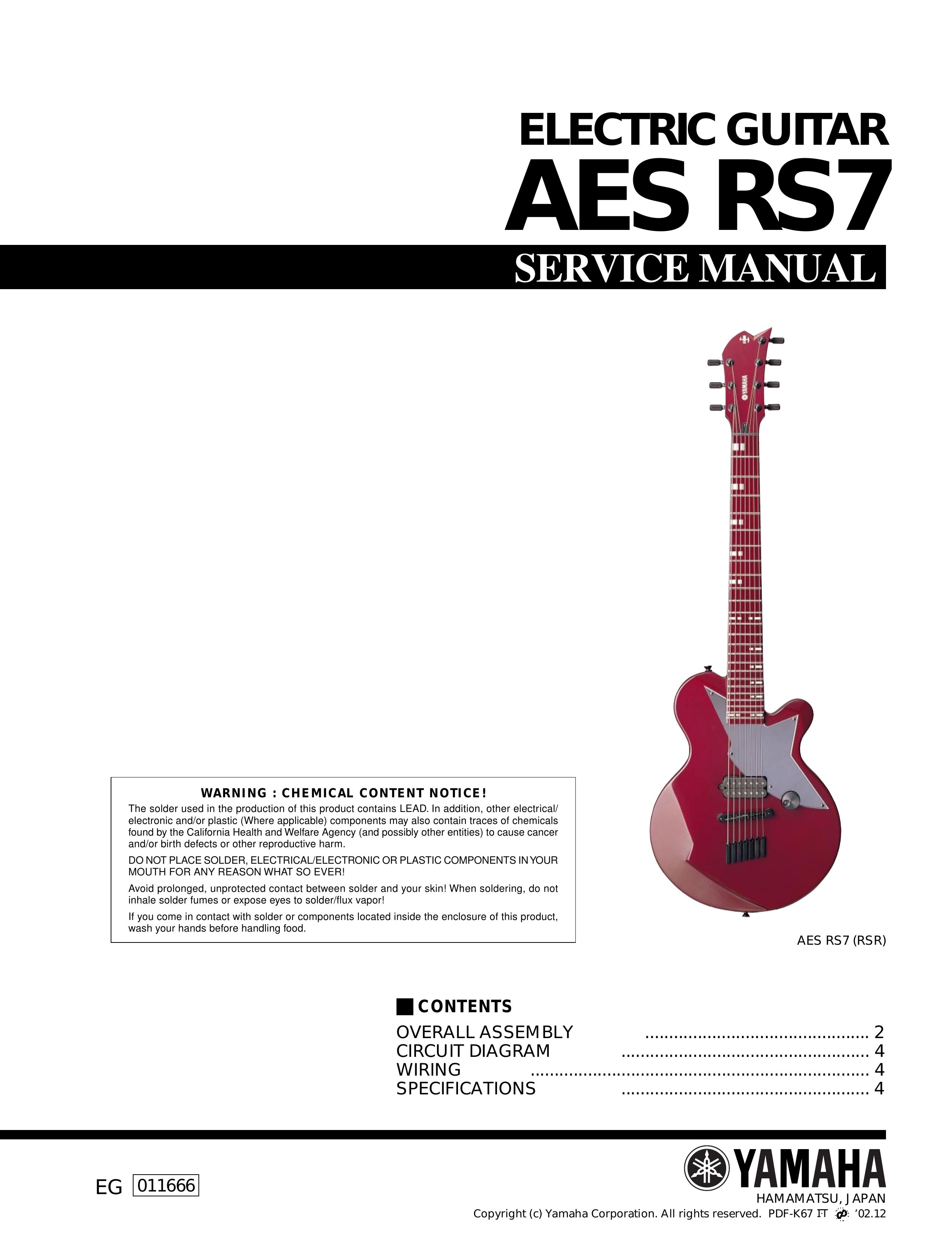 Yamaha Electric Guitar Guitar User Manual