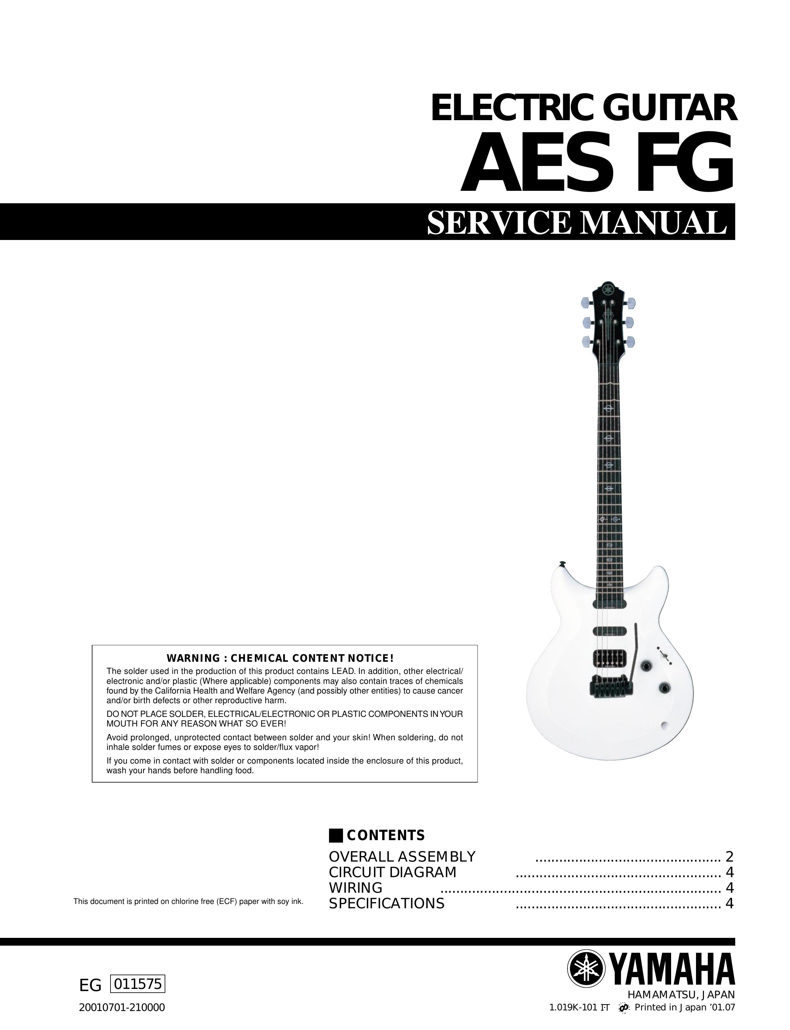 Yamaha Electric Guitar AES FG Guitar User Manual