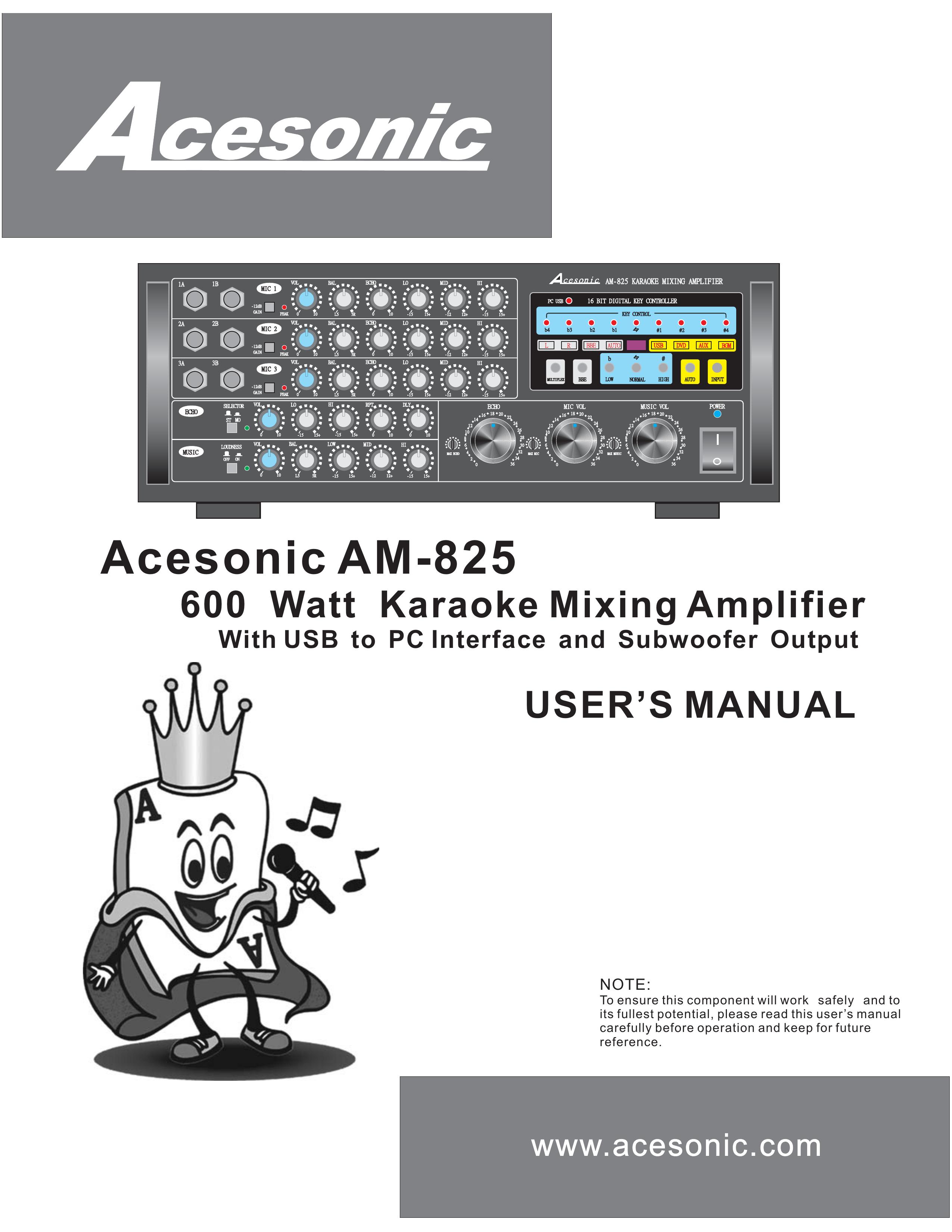 Acesonic AM-825 Karaoke Machine User Manual