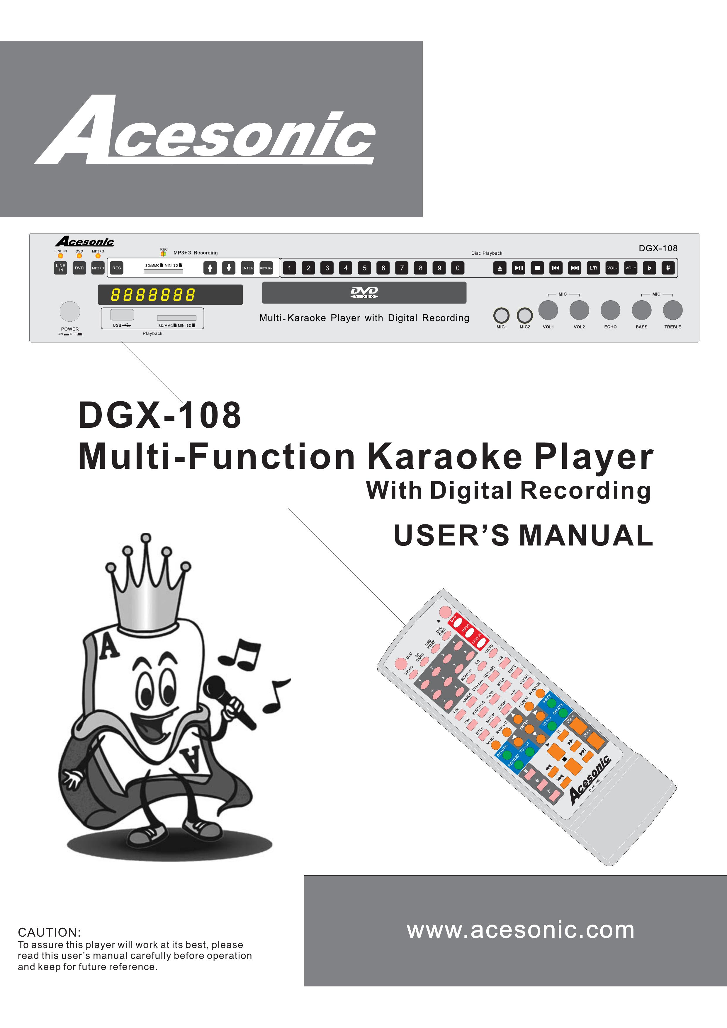 Acesonic DGX-108 Karaoke Machine User Manual