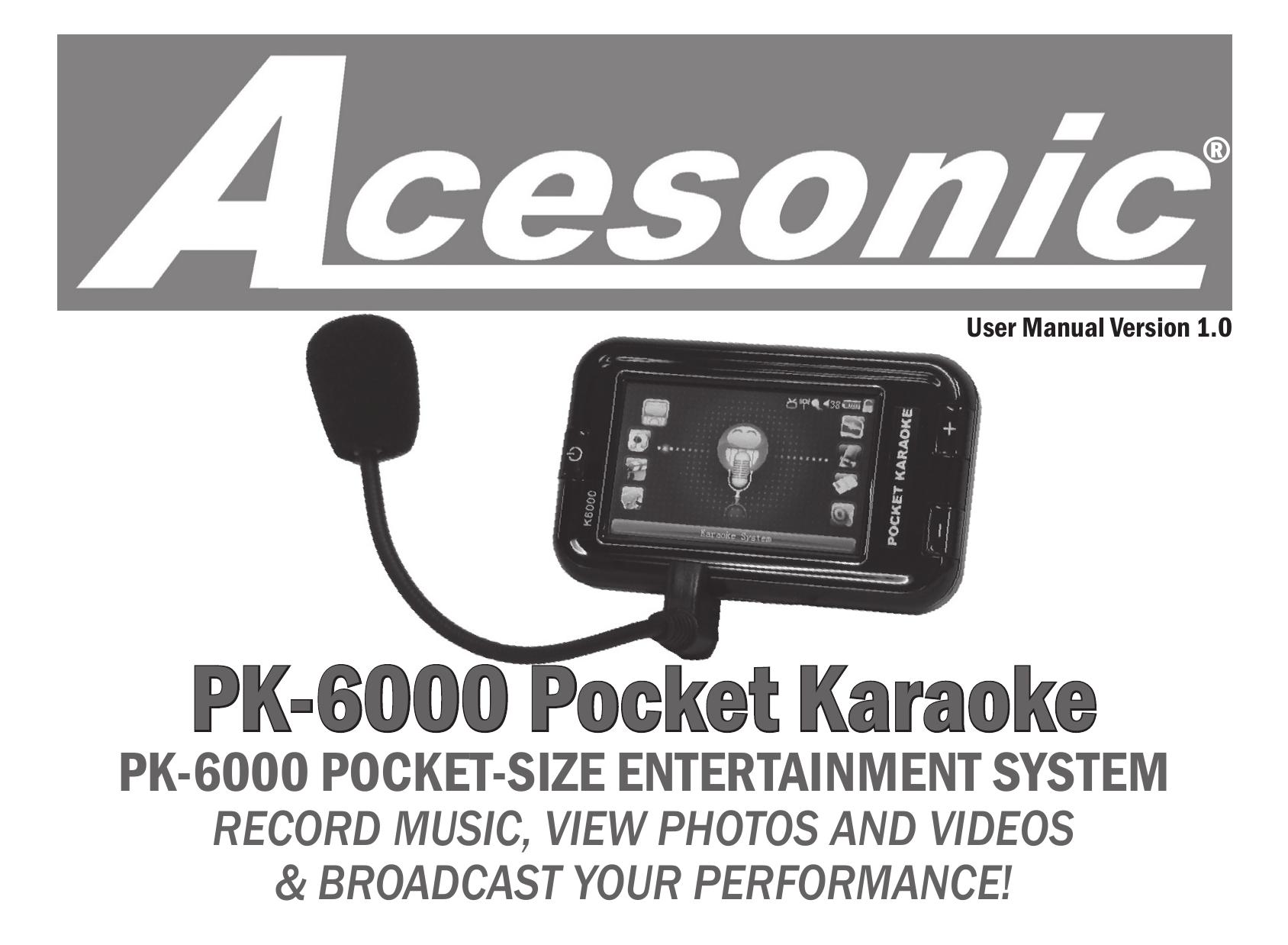 Acesonic PK-6000 Karaoke Machine User Manual