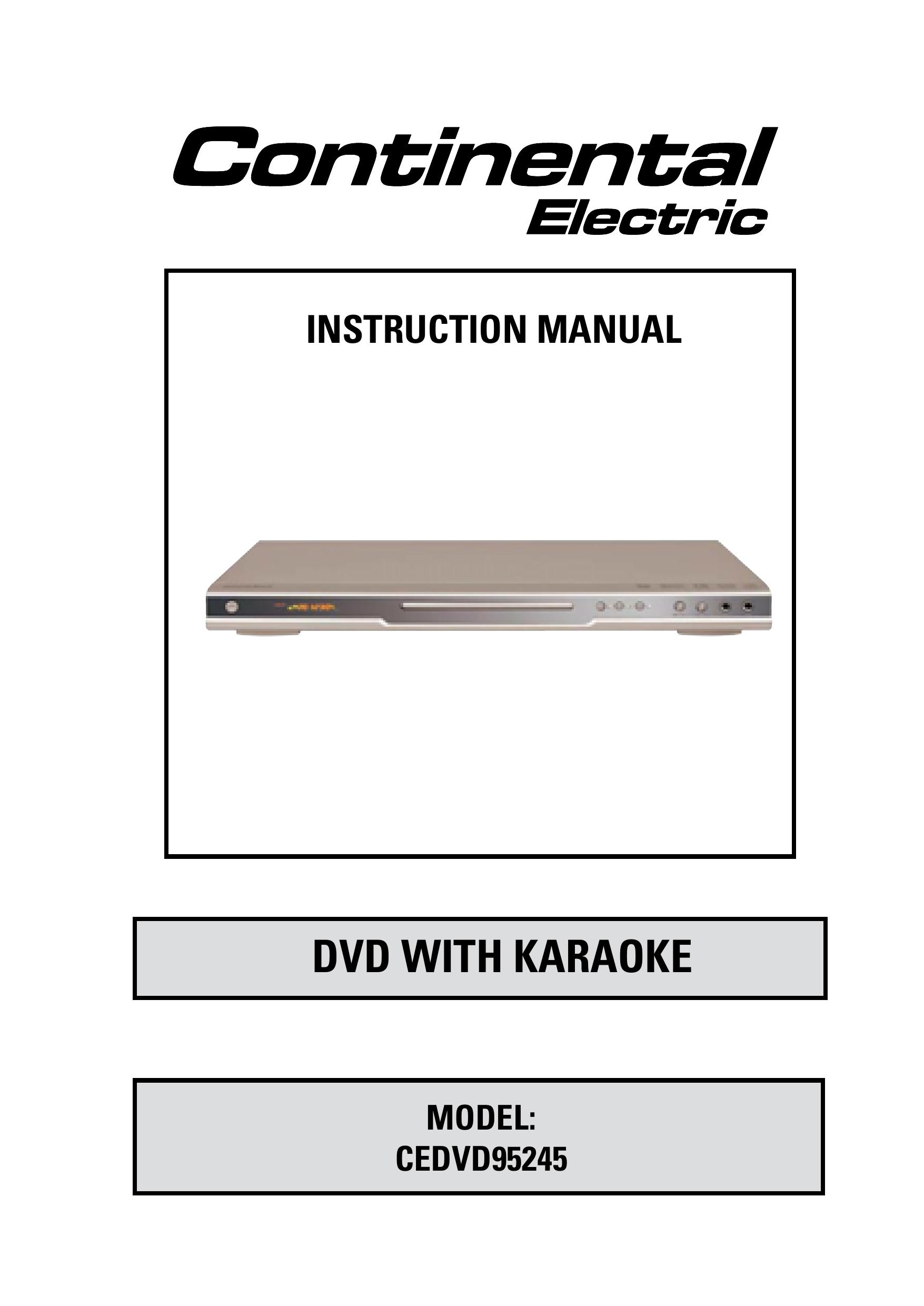 Continental Electric CEDVD95245 Karaoke Machine User Manual