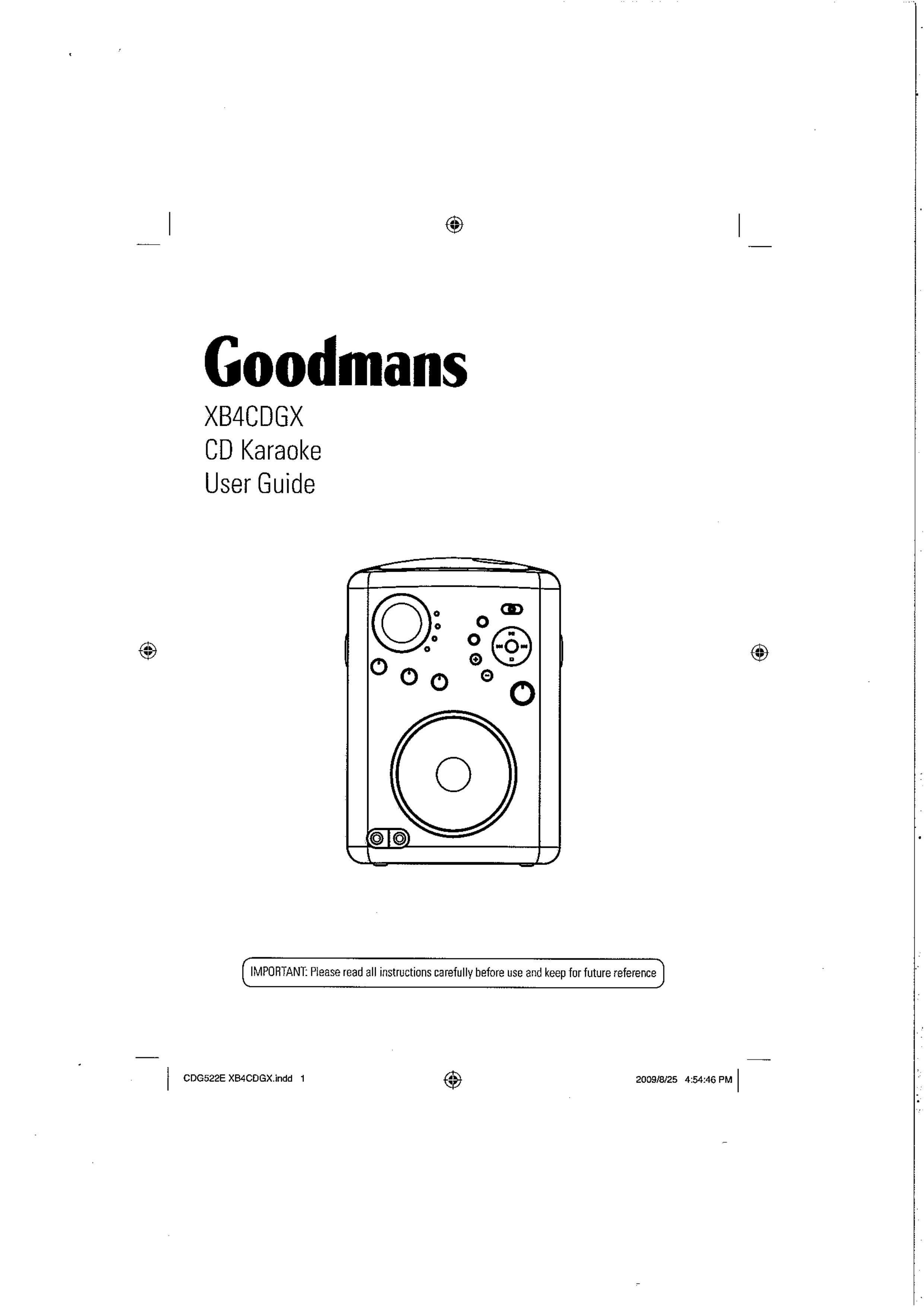 Goodmans XB4CDGX Karaoke Machine User Manual