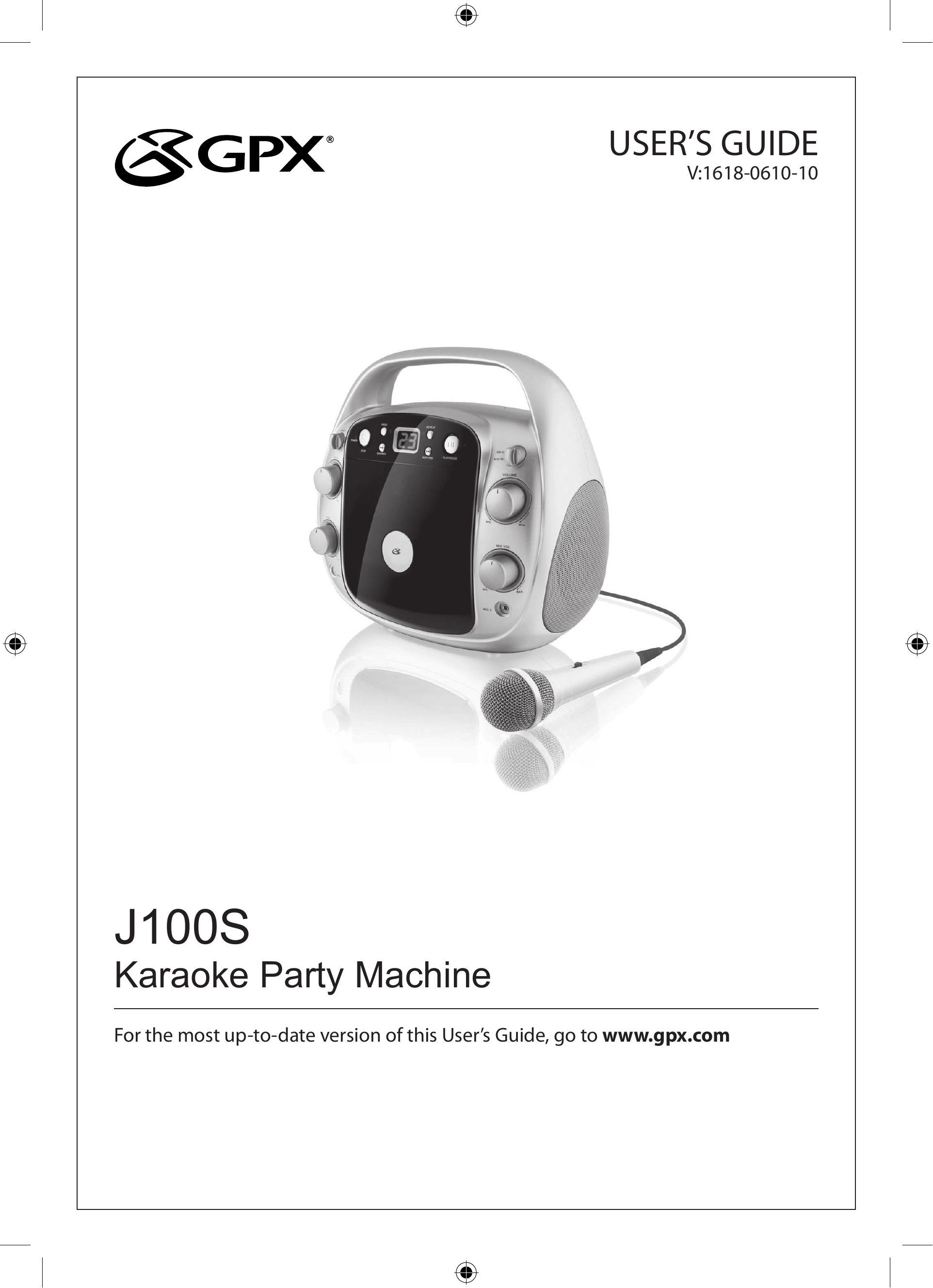 GPX J100S Karaoke Machine User Manual