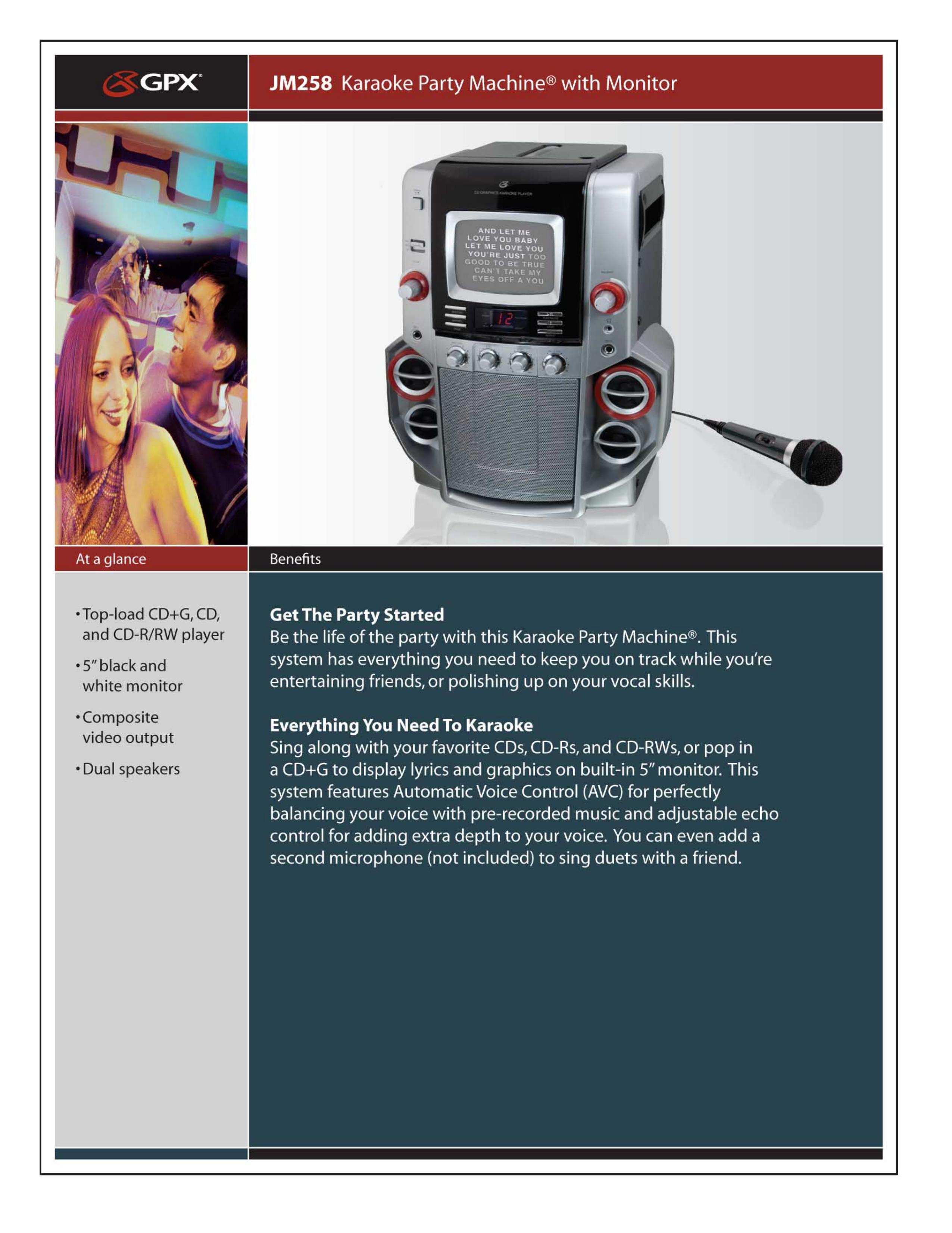 GPX jm258 Karaoke Machine User Manual