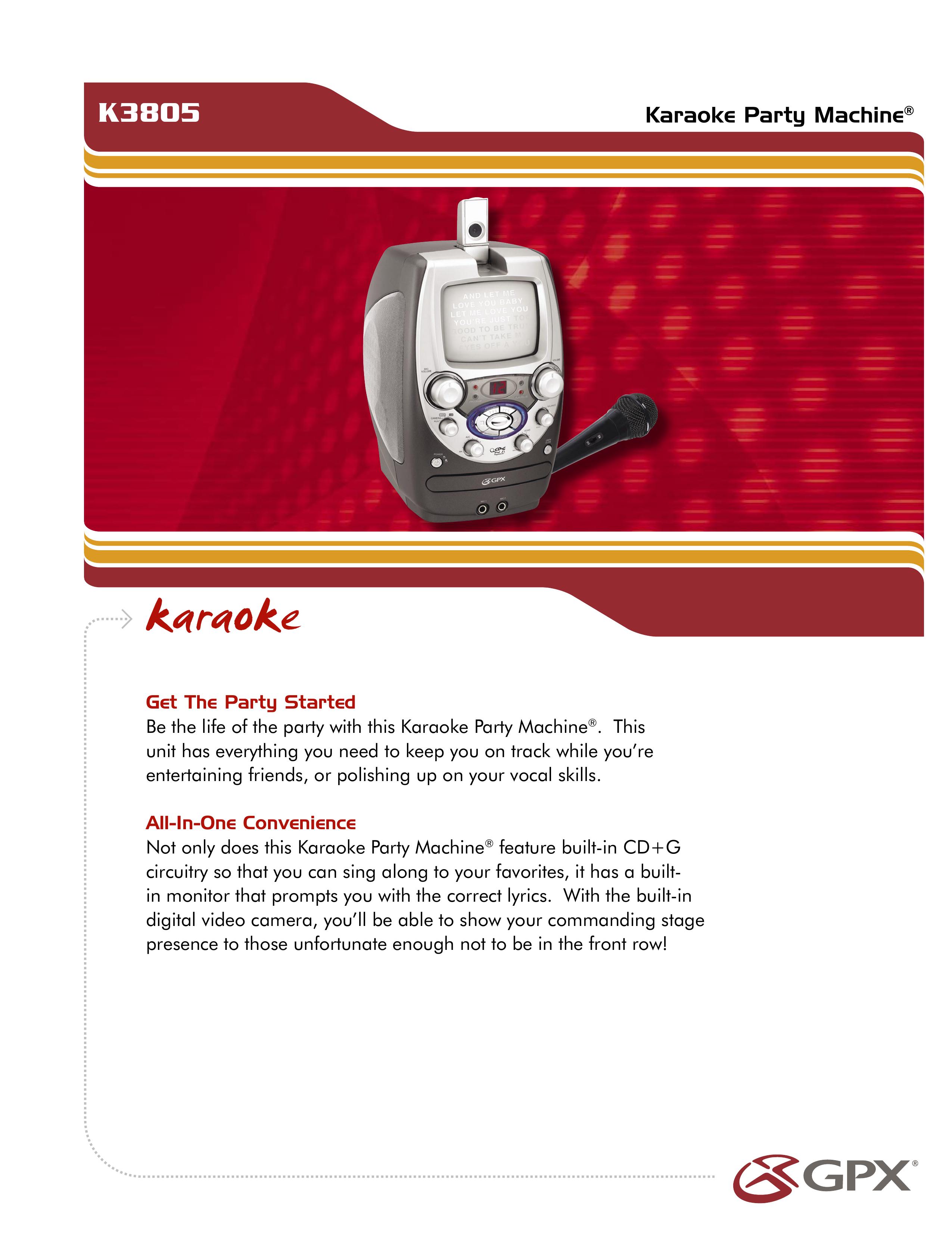 GPX K3805 Karaoke Machine User Manual