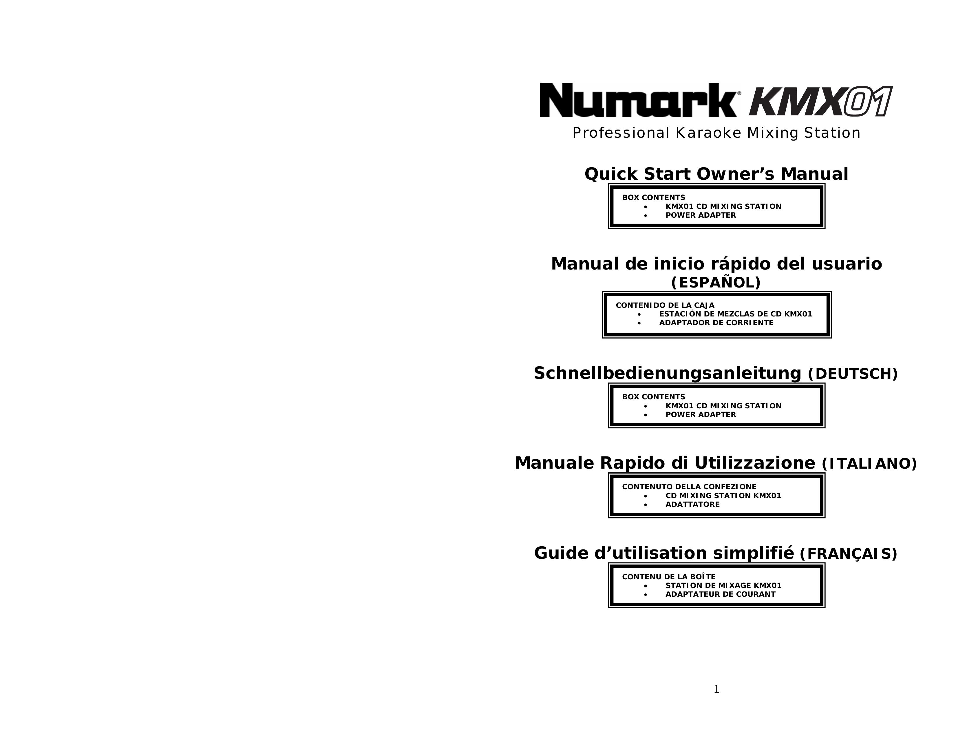 Numark Industries KMX01 Karaoke Machine User Manual