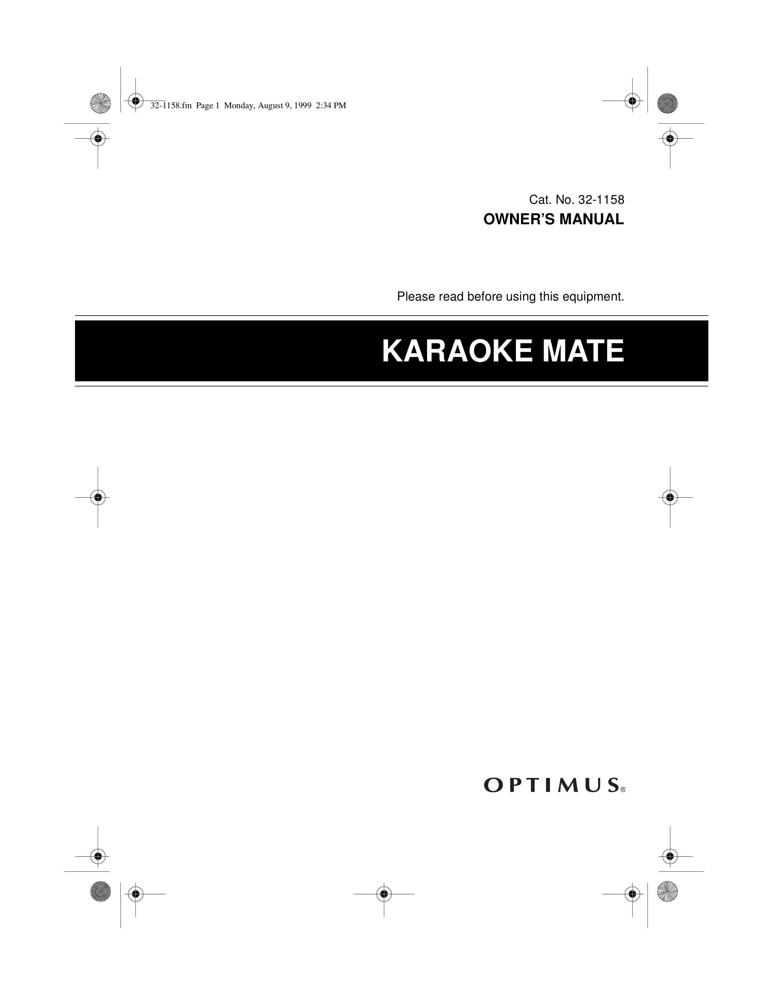 Optimus 32-1158 Karaoke Machine User Manual