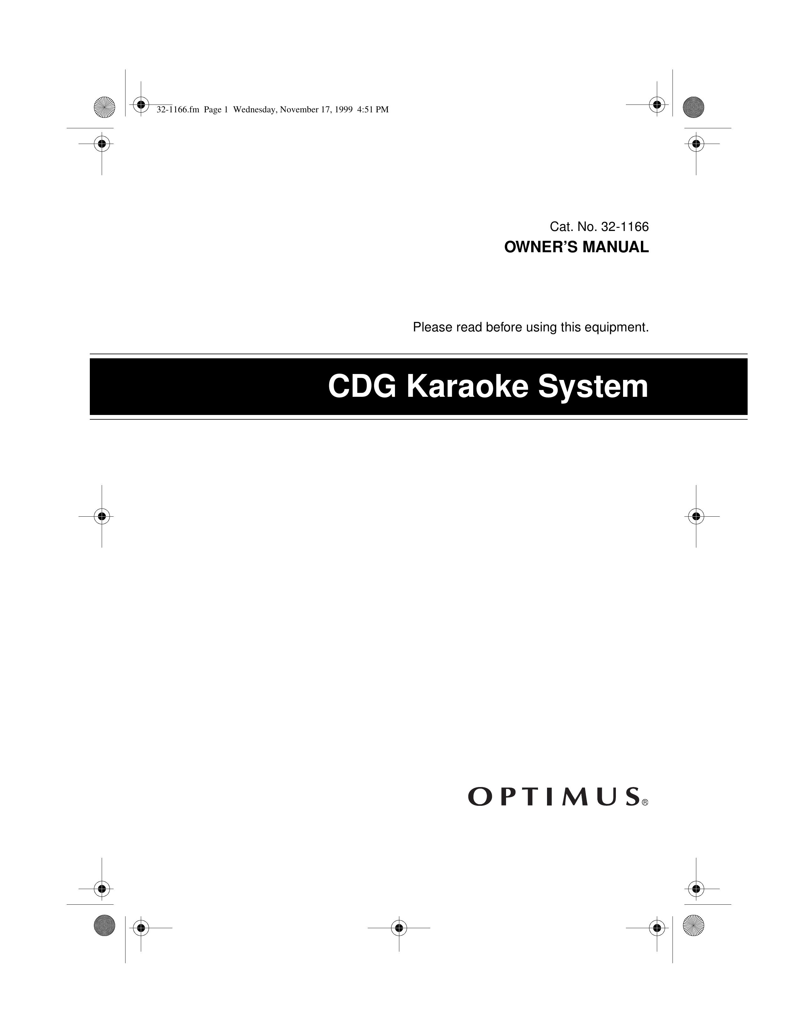 Optimus CDG Karaoke Machine User Manual