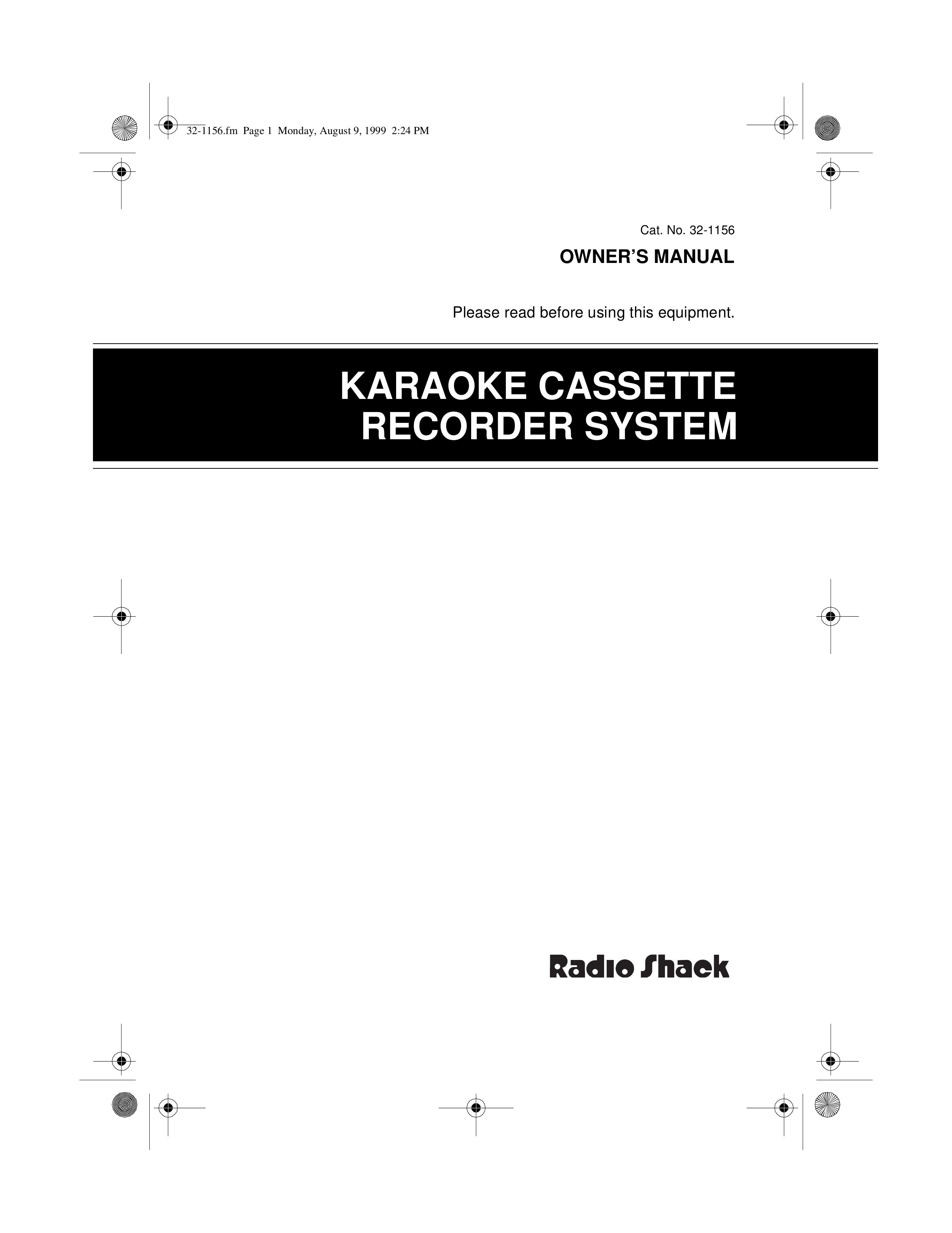 Radio Shack 32-1156 Karaoke Machine User Manual