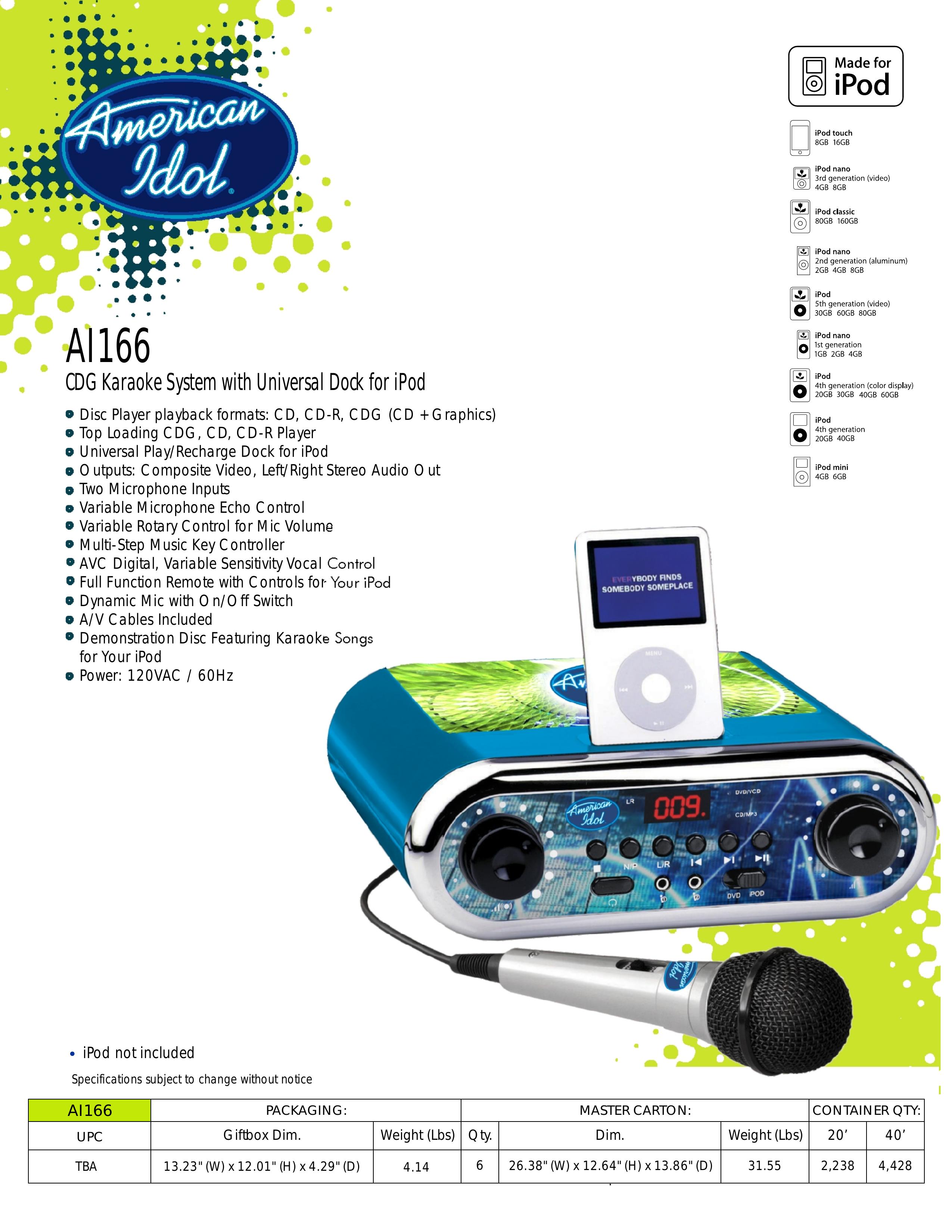 Spectra AI166 Karaoke Machine User Manual