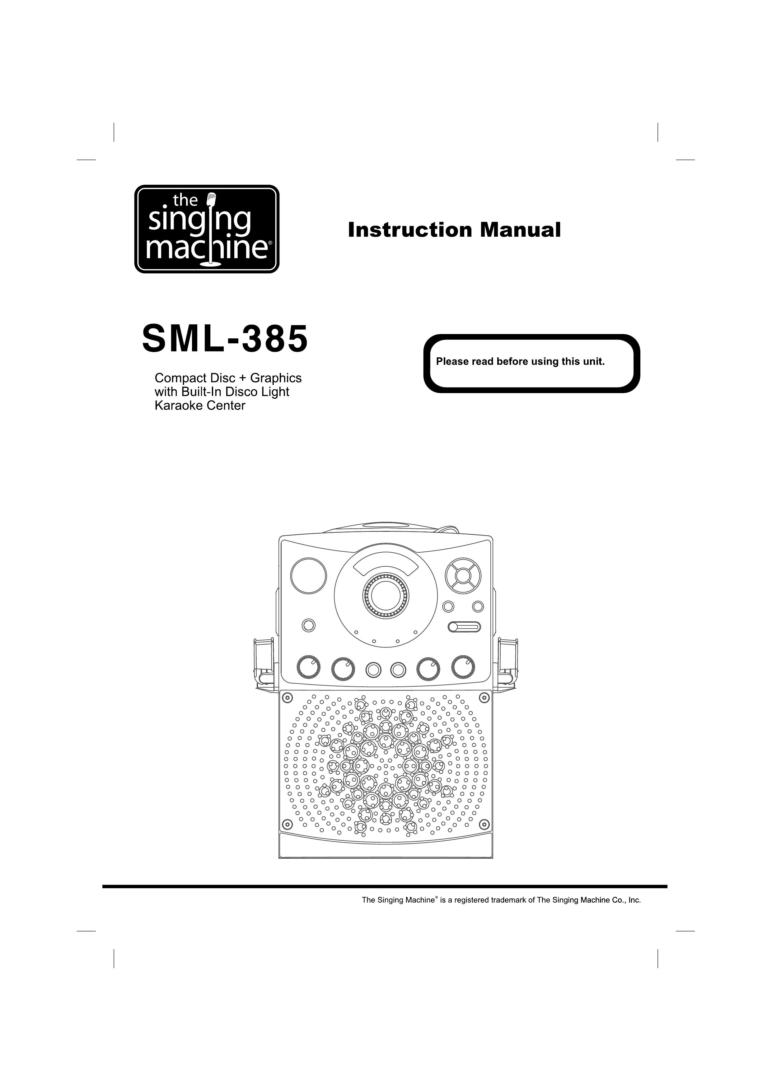 The Singing Machine SML-385 Karaoke Machine User Manual