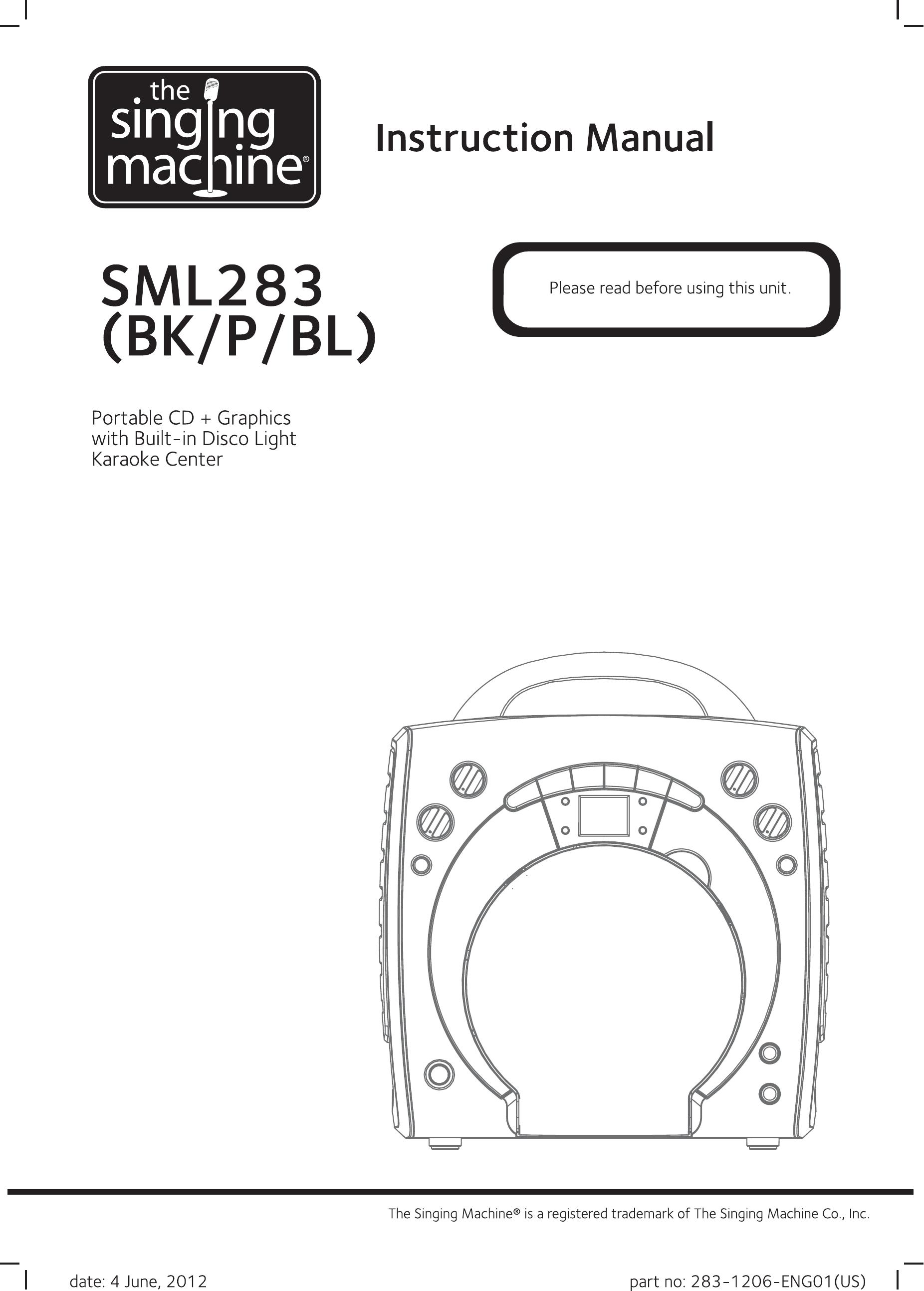 The Singing Machine SML283(BK/P/BL) Karaoke Machine User Manual