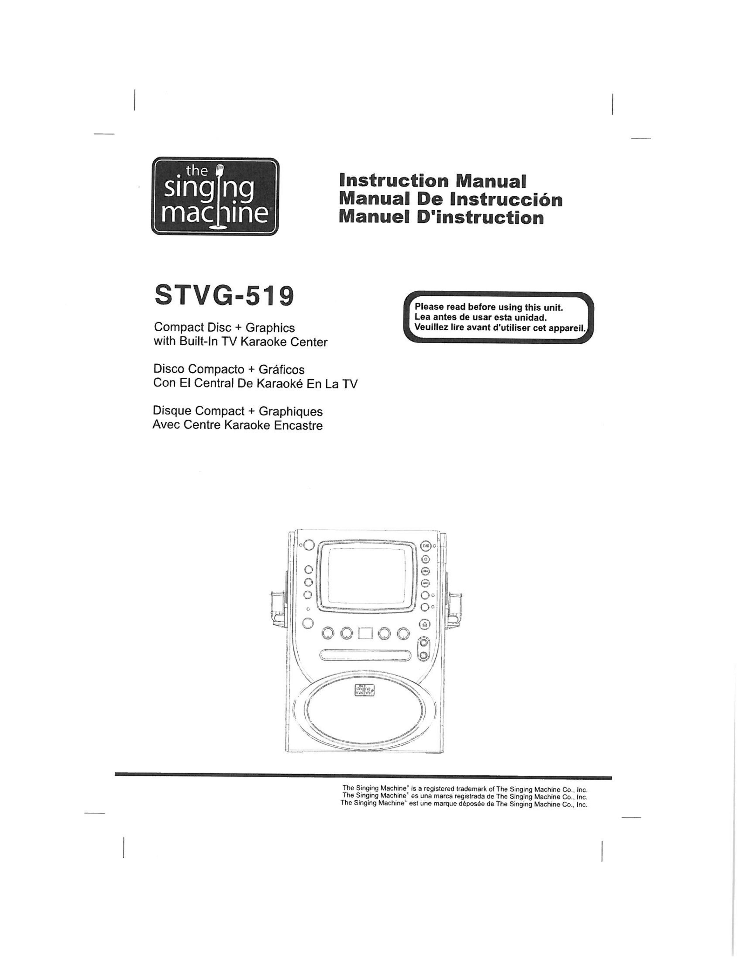 The Singing Machine STVG-519 Karaoke Machine User Manual