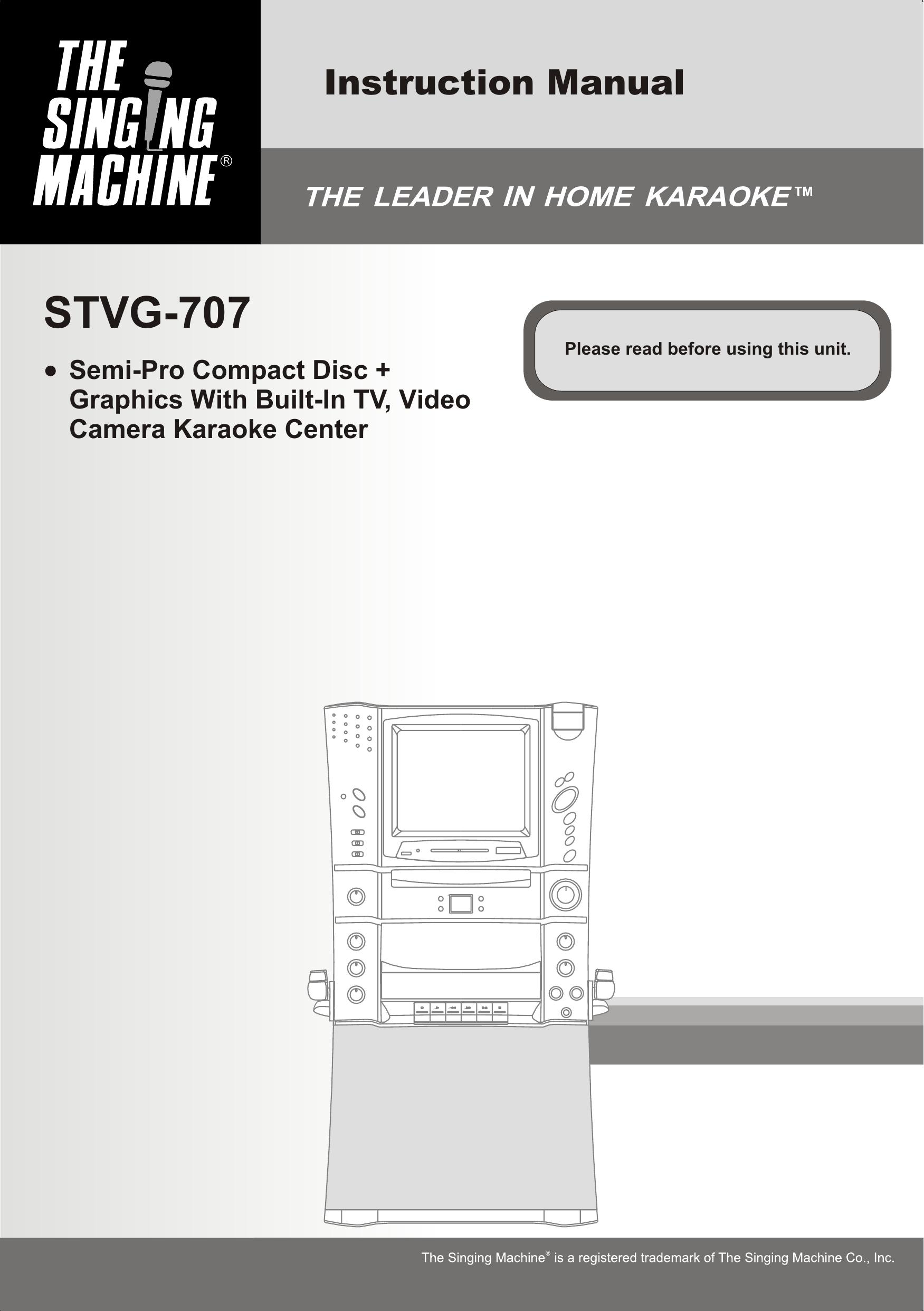 The Singing Machine STVG-707 Karaoke Machine User Manual