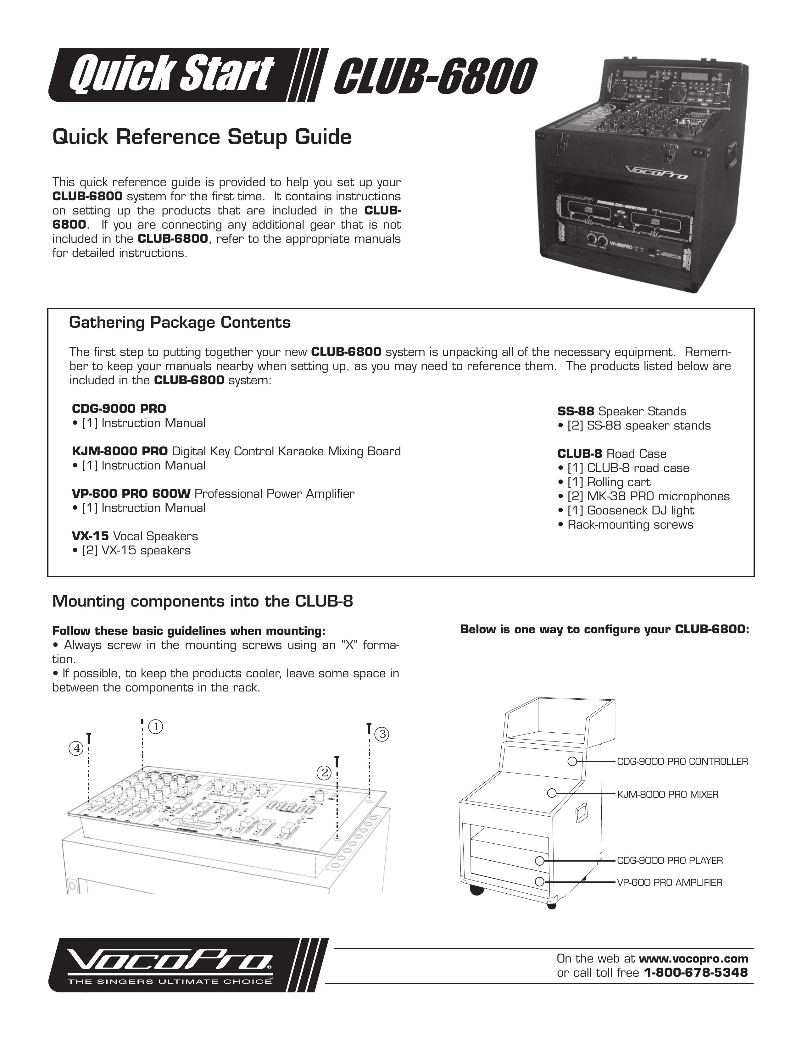 VocoPro CLUB-6800 Karaoke Machine User Manual