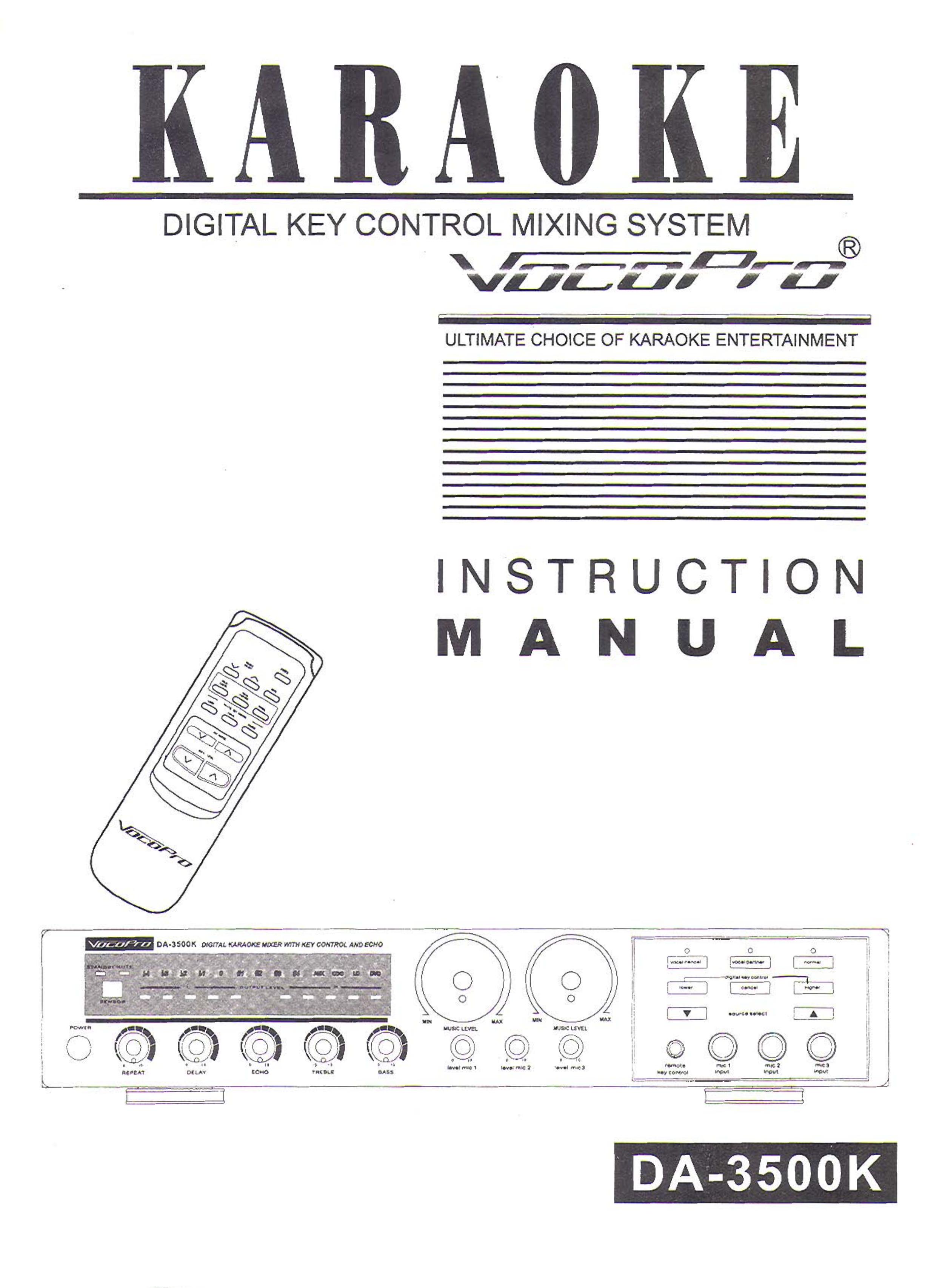 VocoPro DA-3500K Karaoke Machine User Manual
