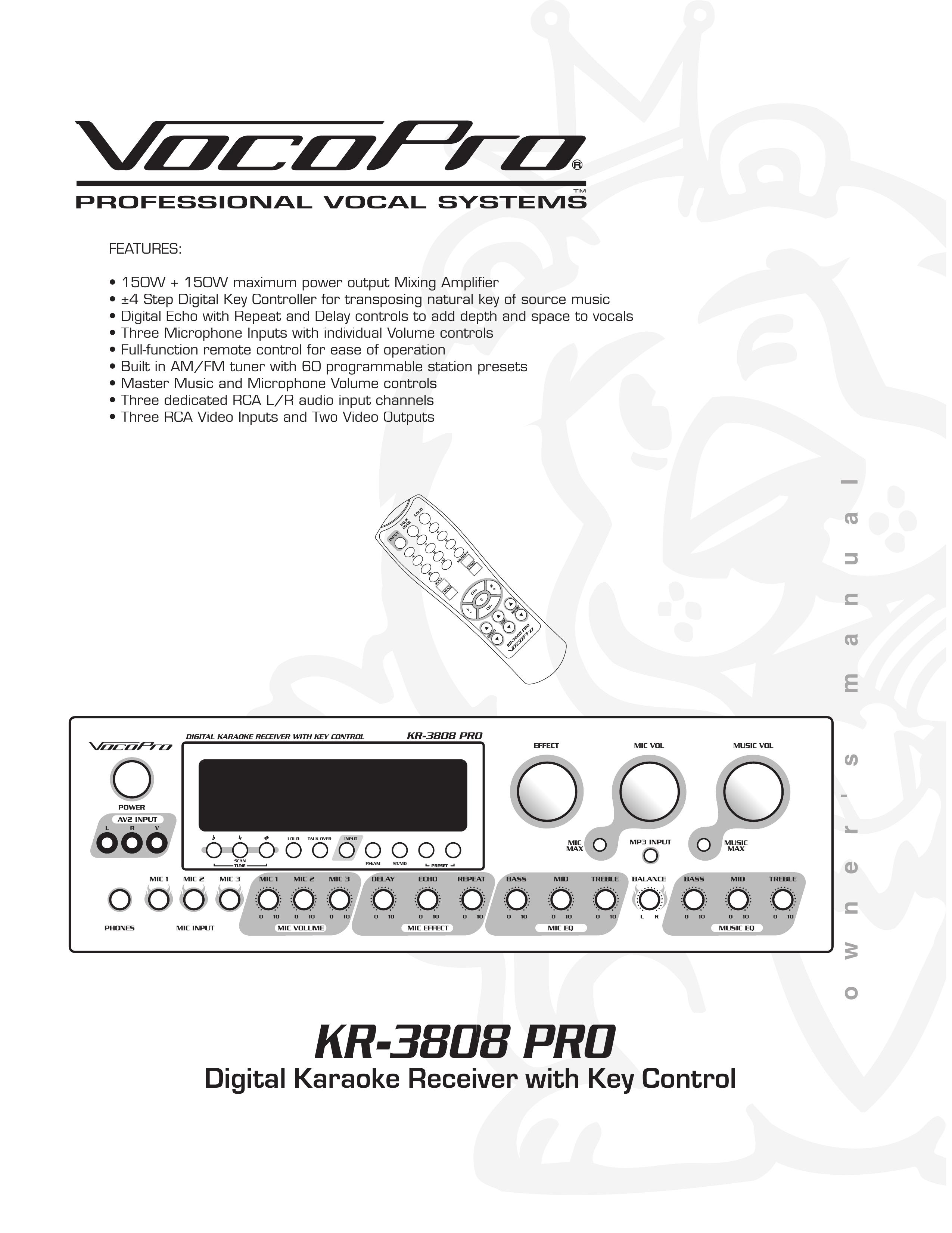 VocoPro KR-3808 PRO Karaoke Machine User Manual