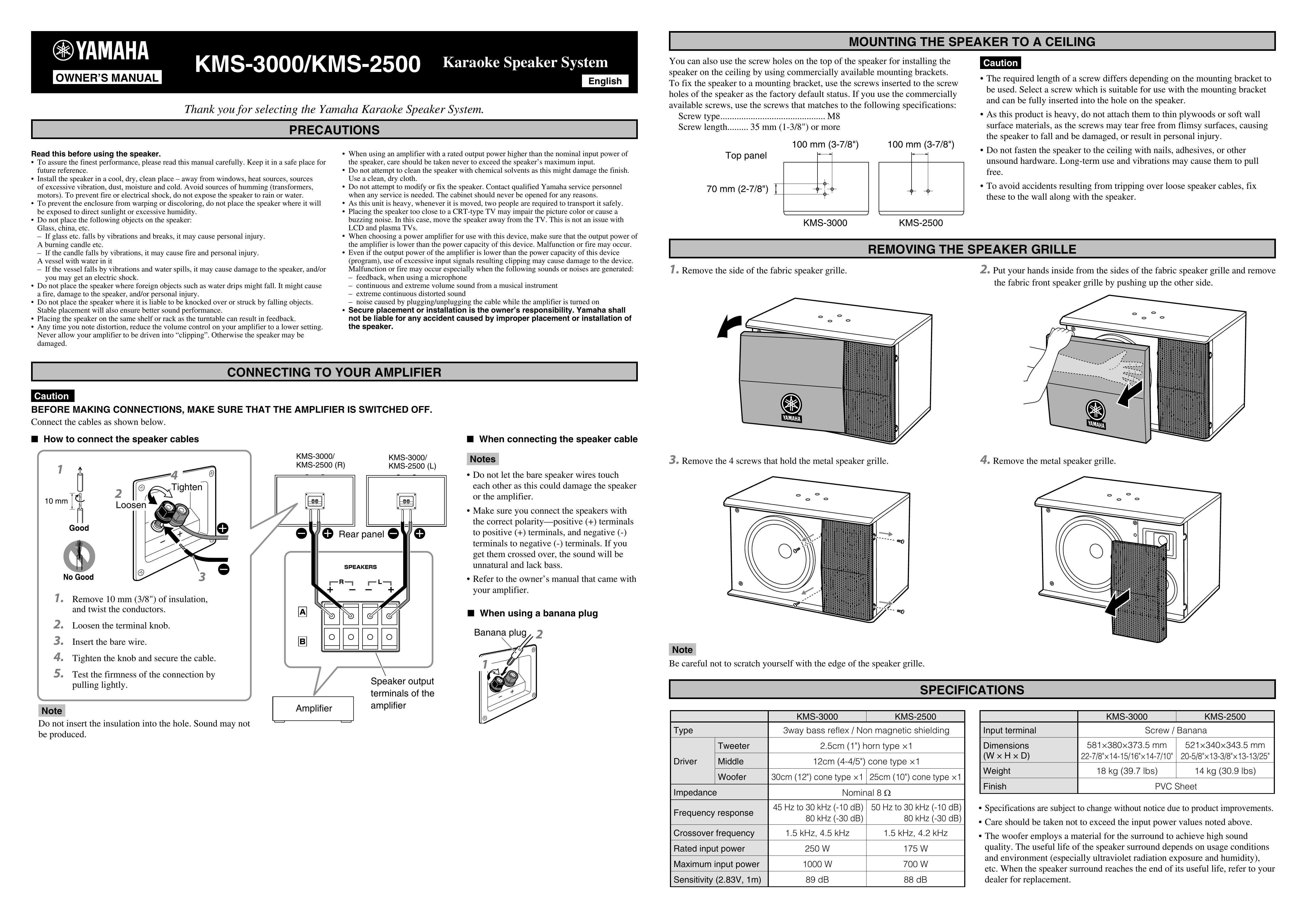 Yamaha karaoke speaker system Karaoke Machine User Manual