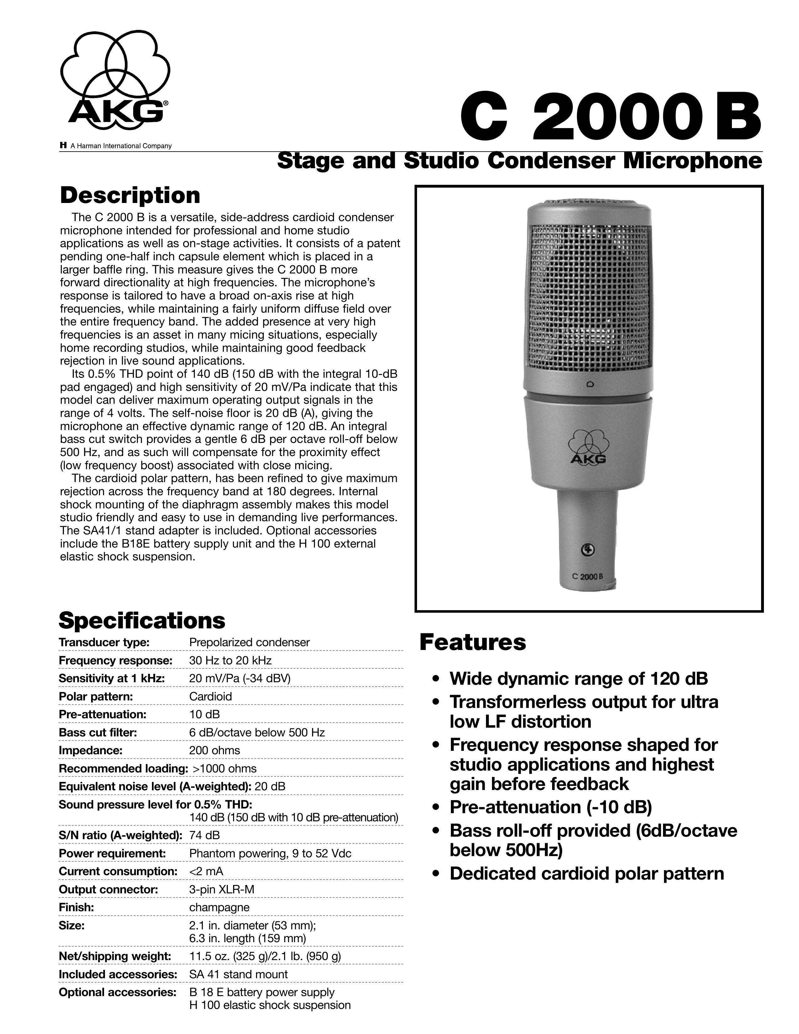 AKG Acoustics C 2000 B Microphone User Manual