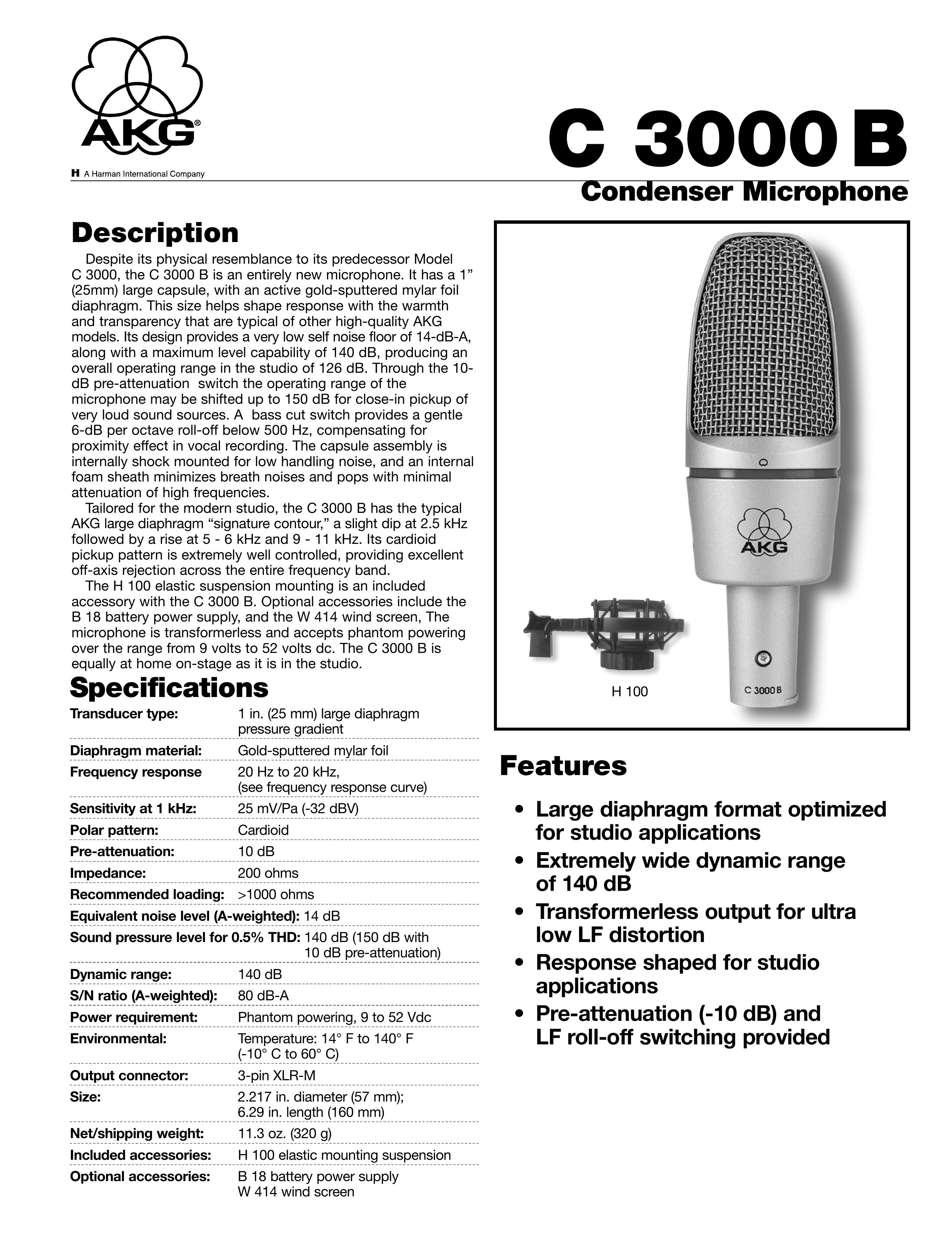 AKG Acoustics C 3000B Microphone User Manual