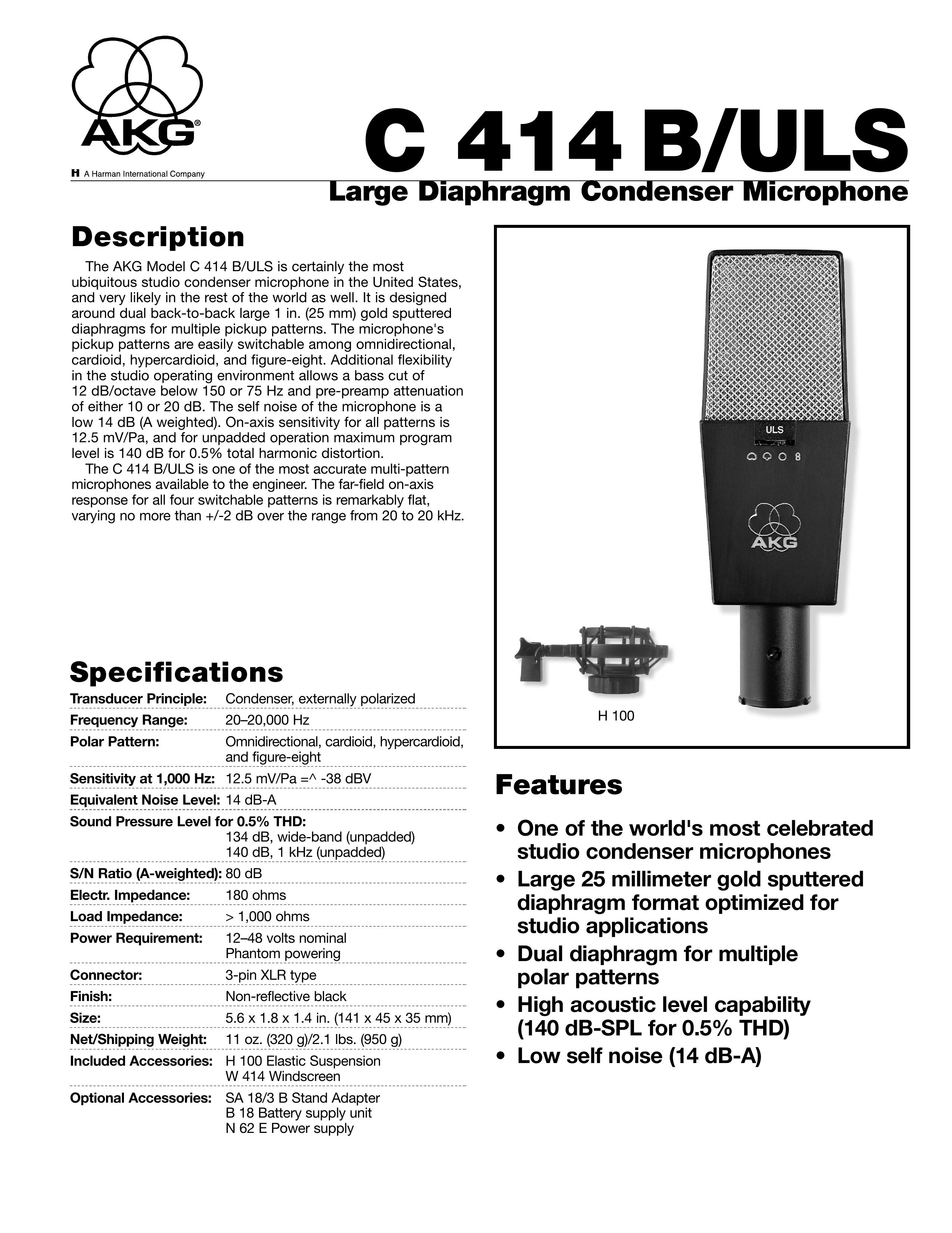 AKG Acoustics C 414 B/ULS Microphone User Manual
